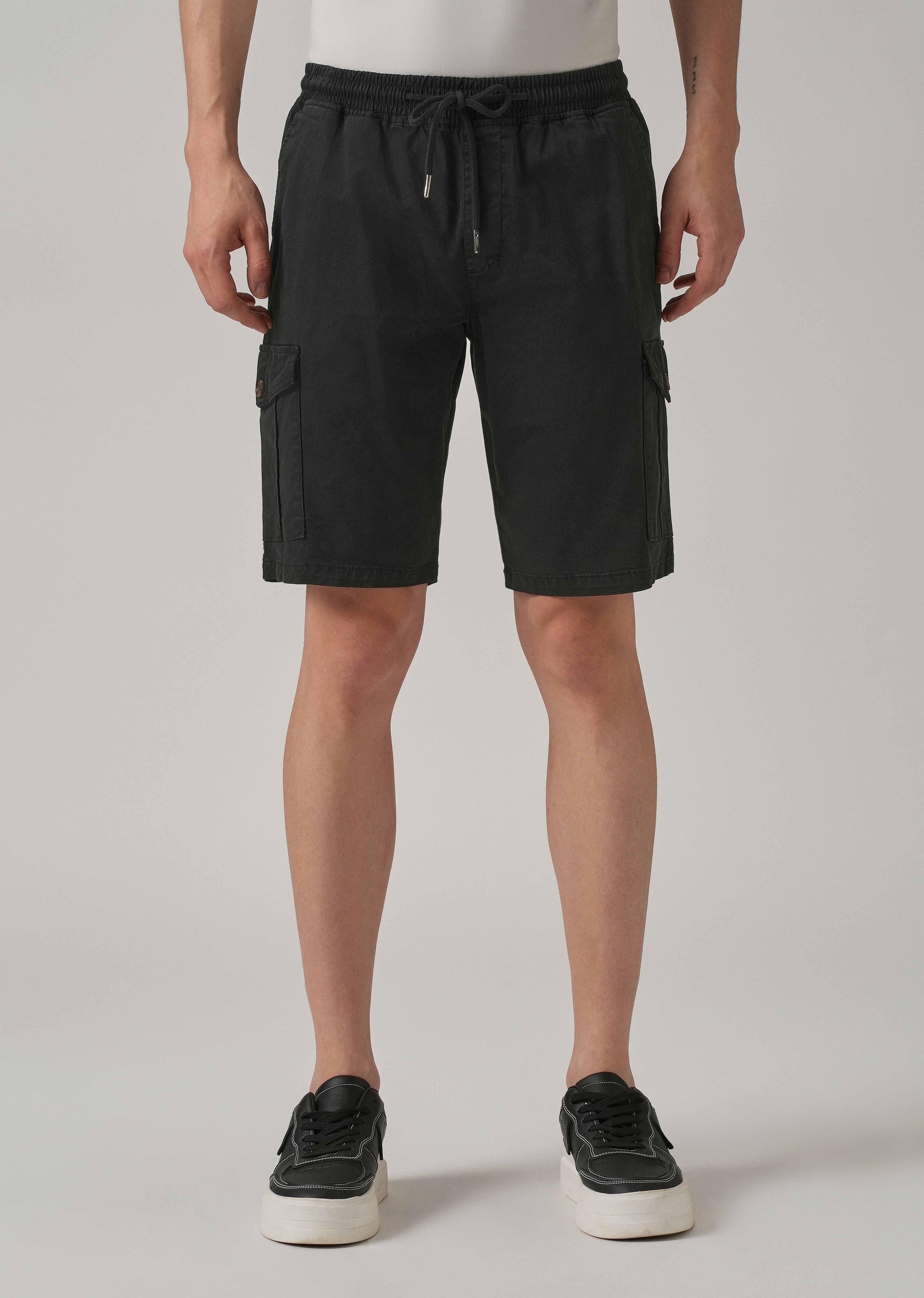 Navy Blue Cotton Cargo Shorts