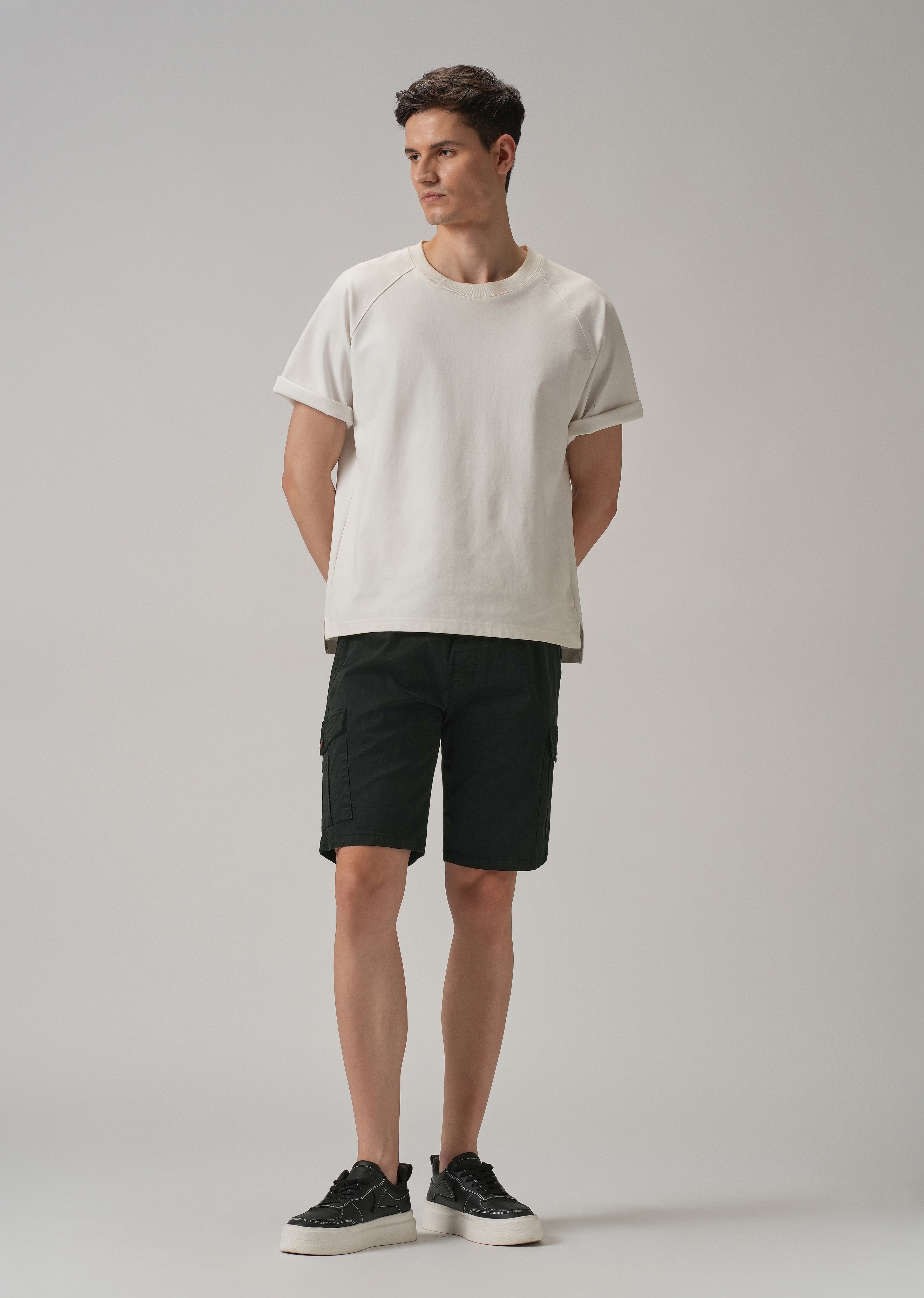 Navy Blue Cotton Cargo Shorts