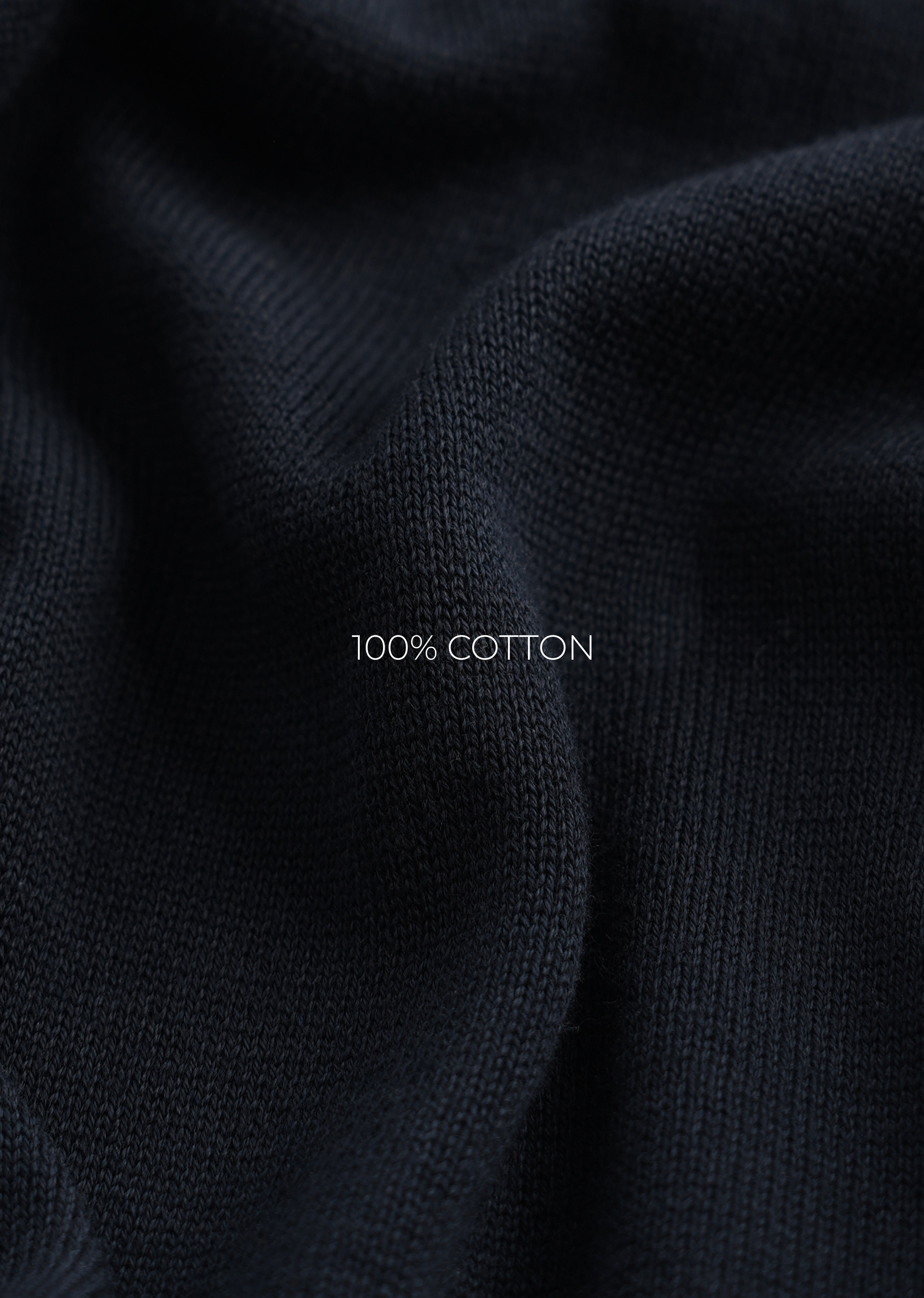 Navy Blue Cotton Knitted Polo