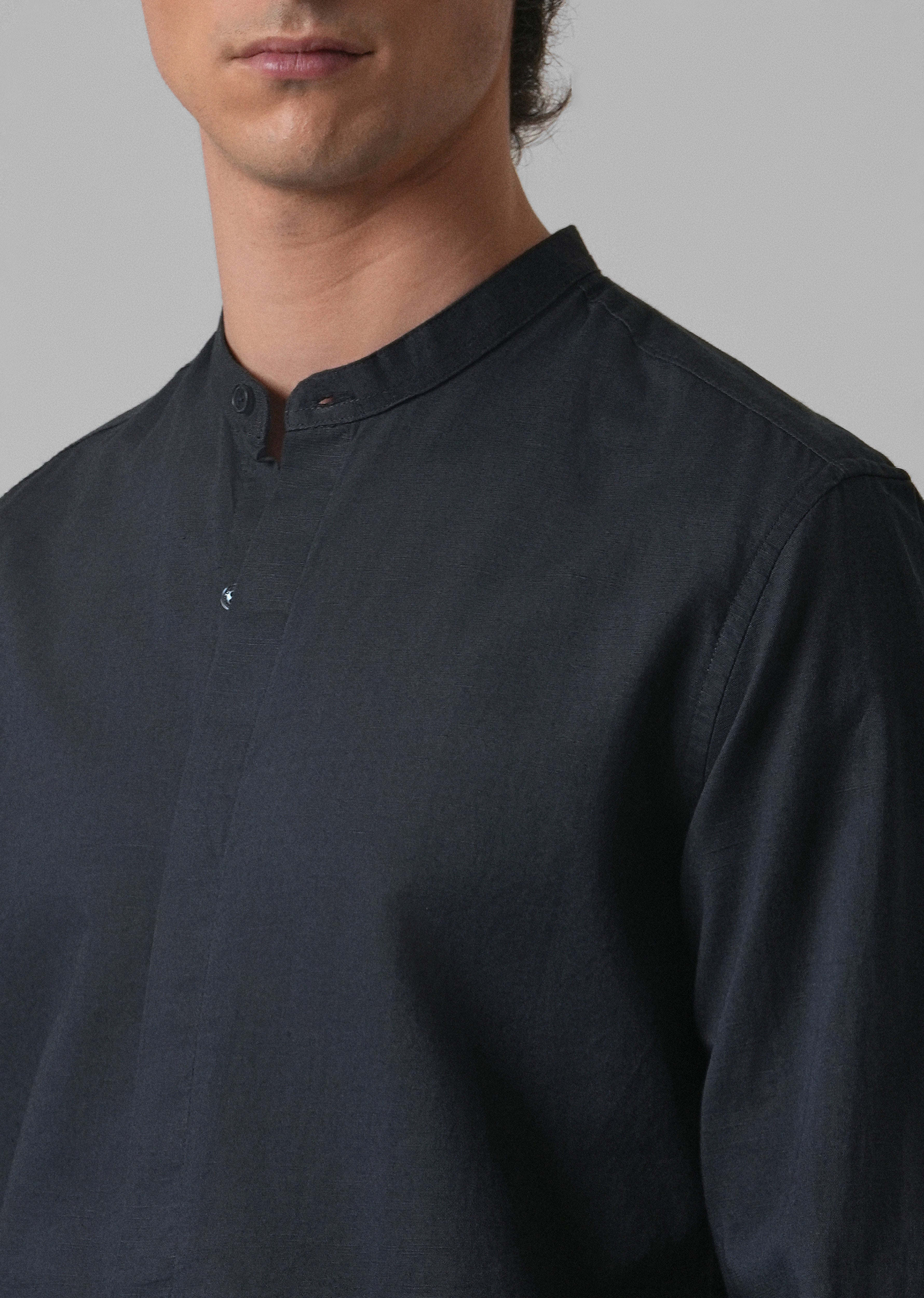 Navy Blue Cotton Linen Shirt