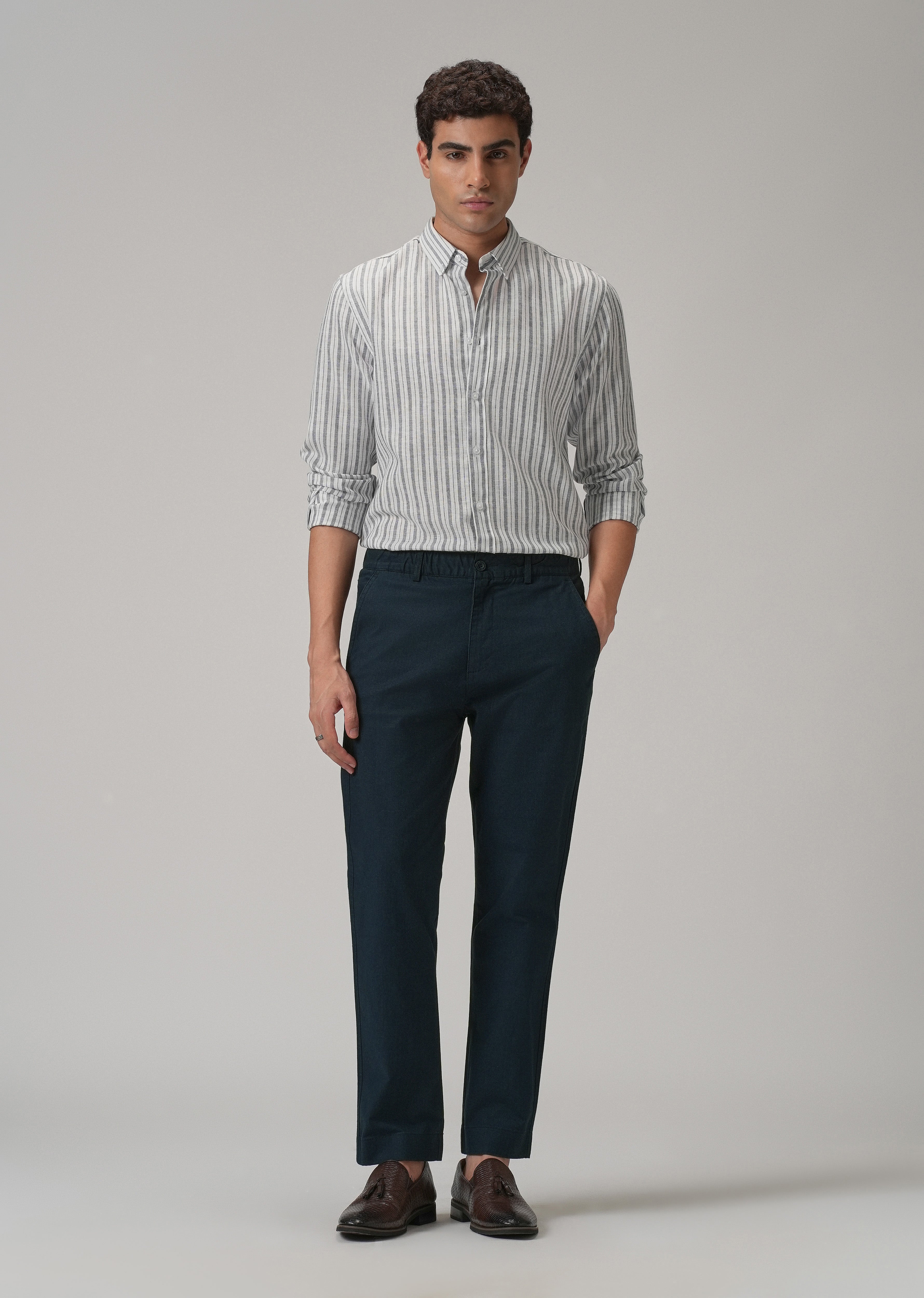 Navy Blue Cotton Trouser