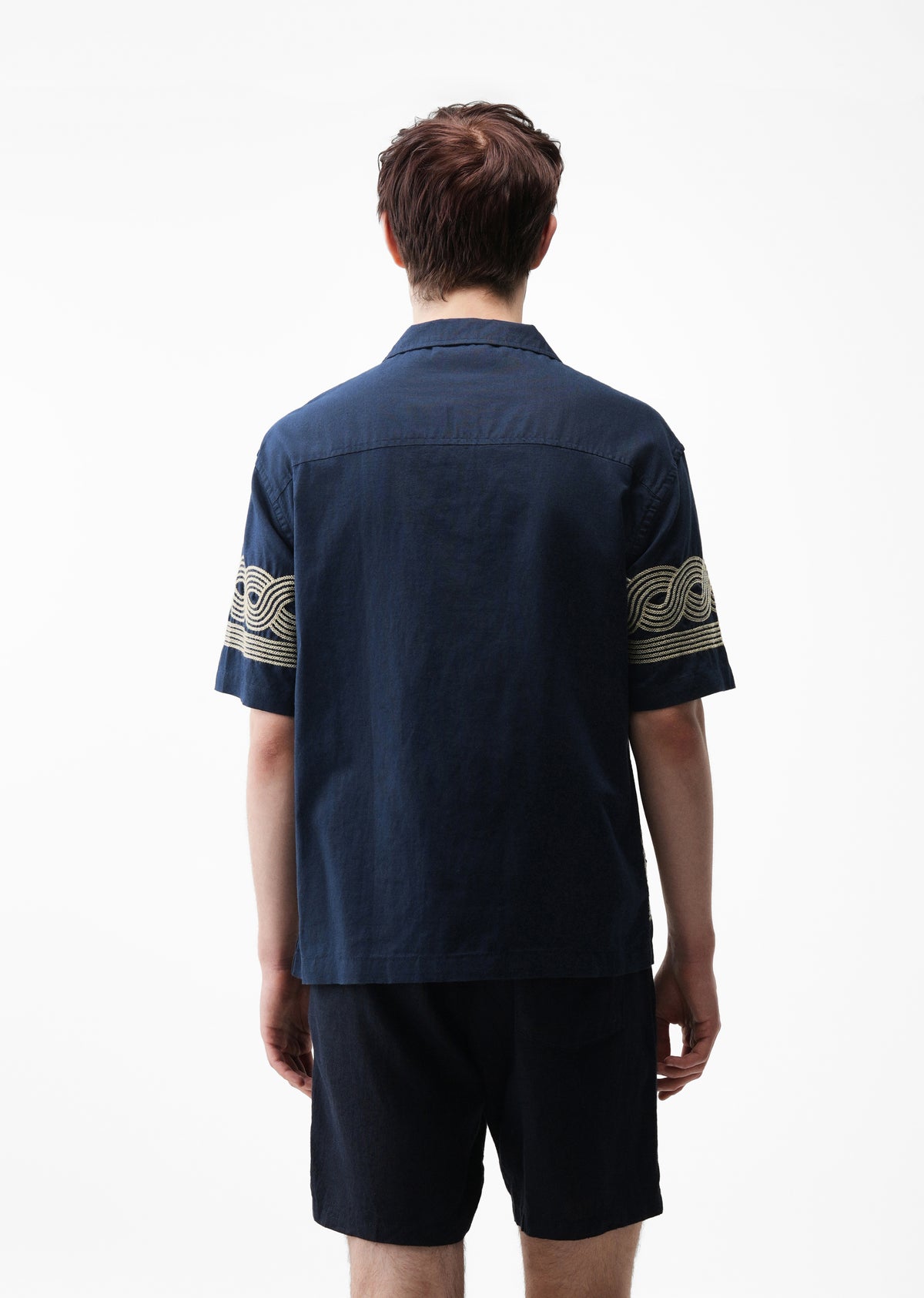 Navy Blue Placement Embroidery Shirt