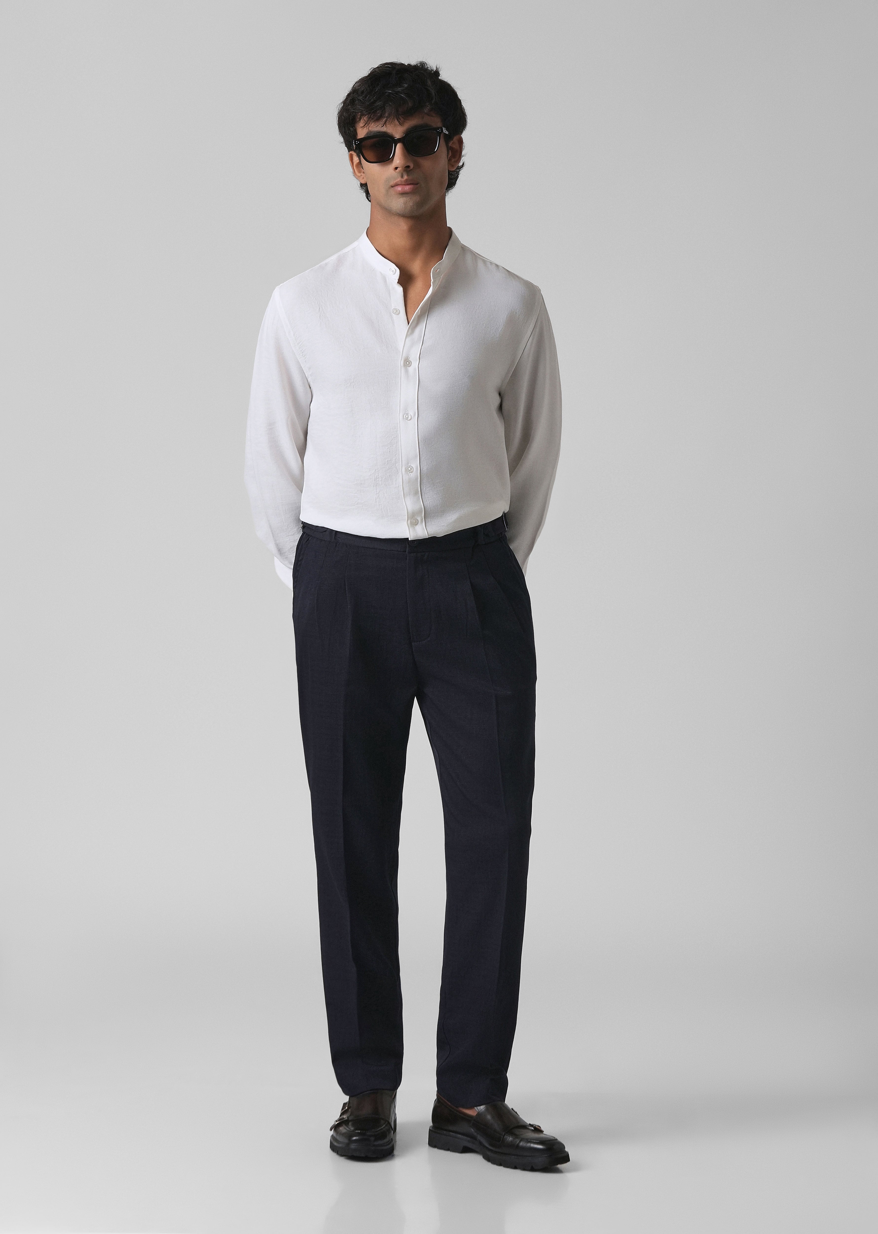 Navy Blue Pleated Gurkha Pant