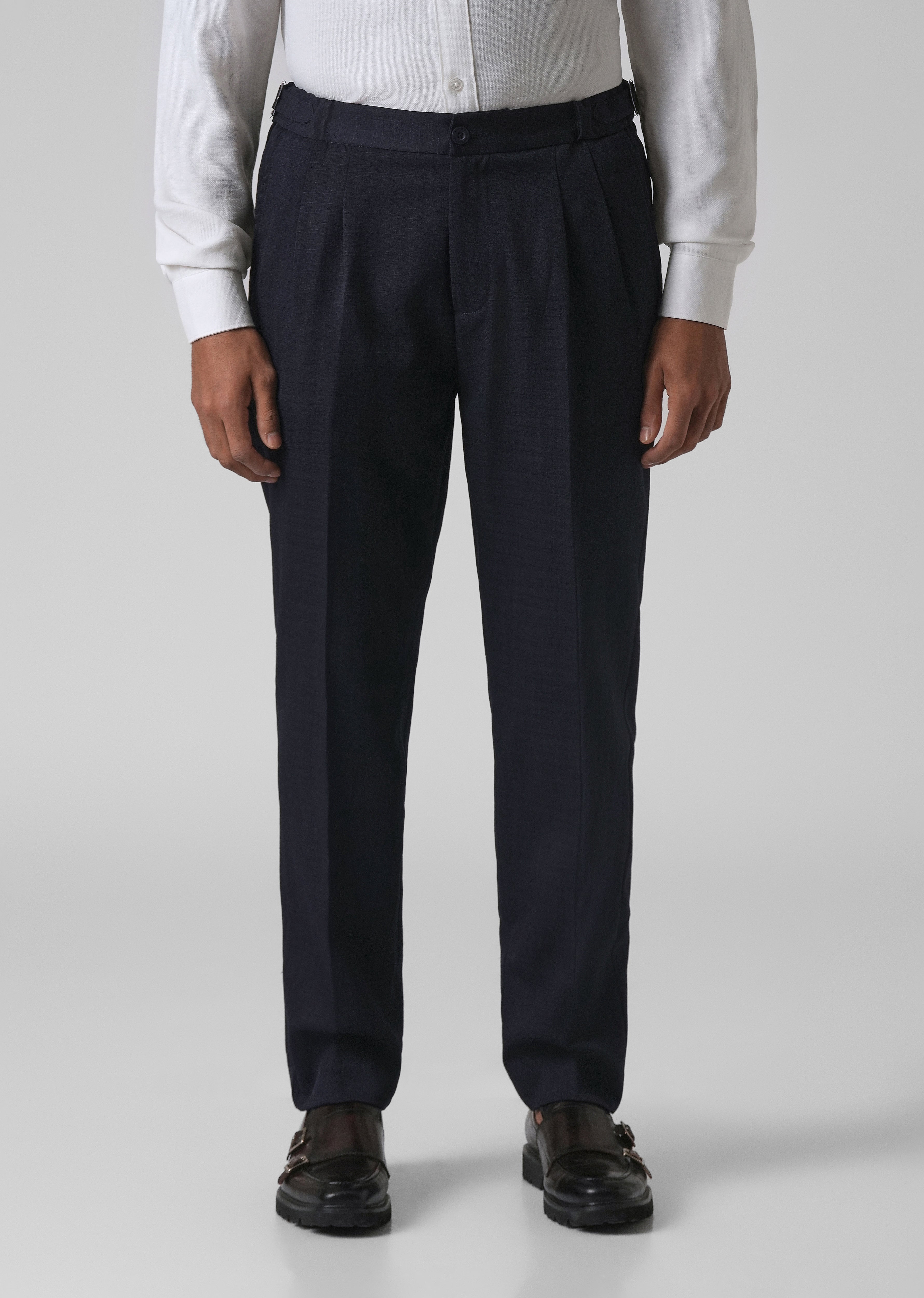 Navy Blue Pleated Gurkha Pant