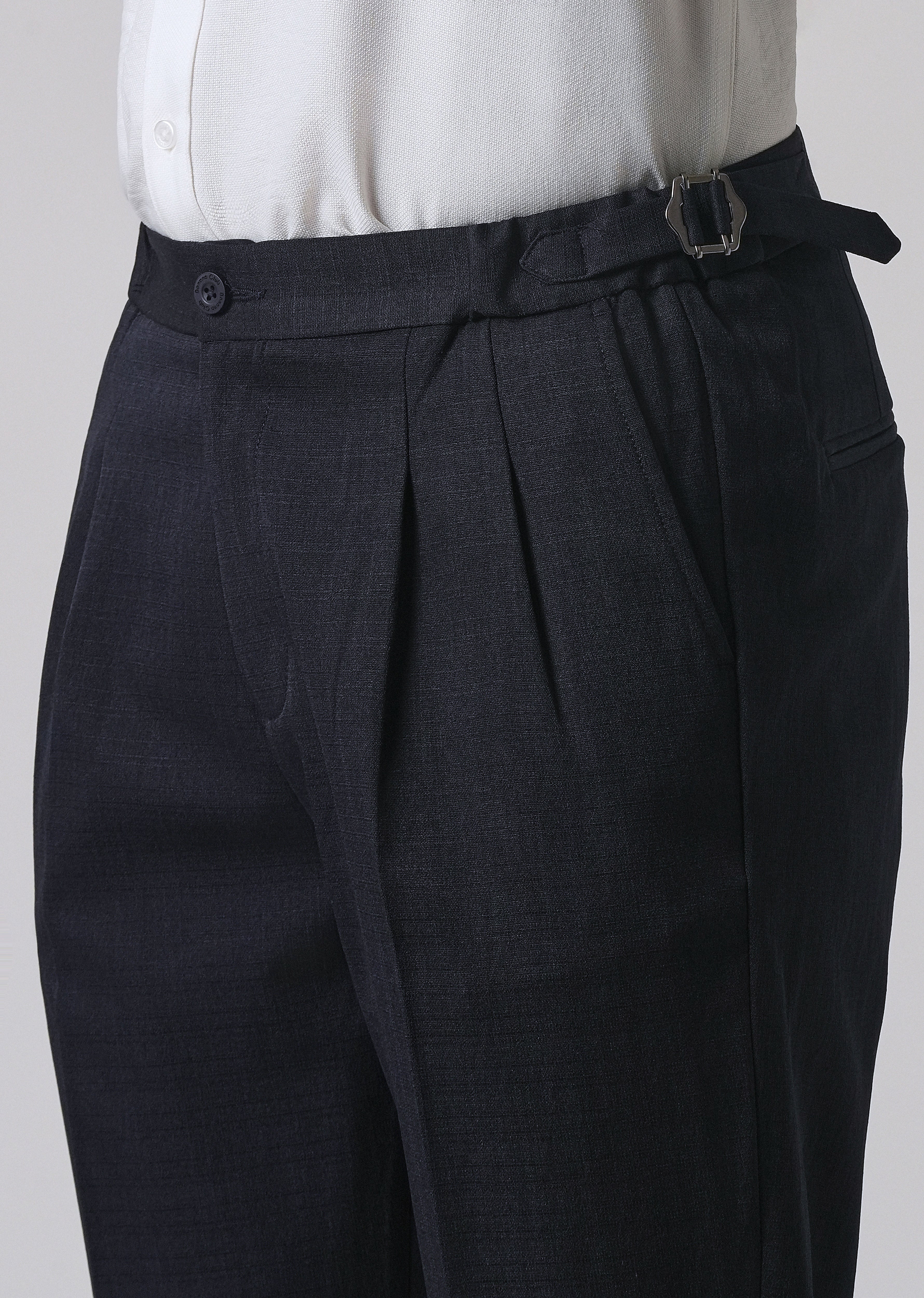 Navy Blue Pleated Gurkha Pant