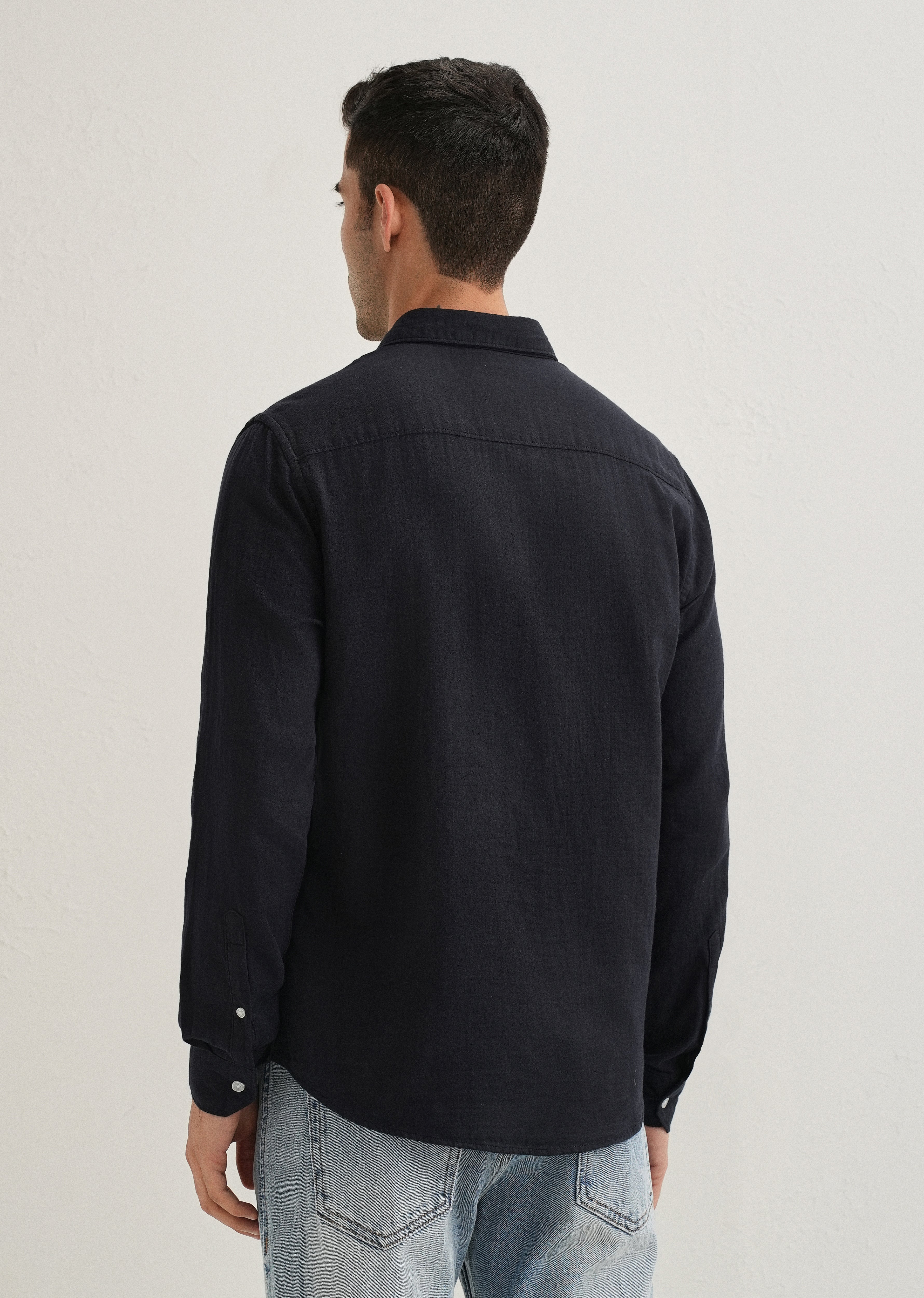 Navy Blue Plain Pure Cotton Shirt