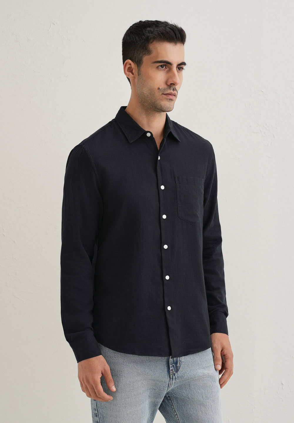 Navy Blue Plain Pure Cotton Shirt