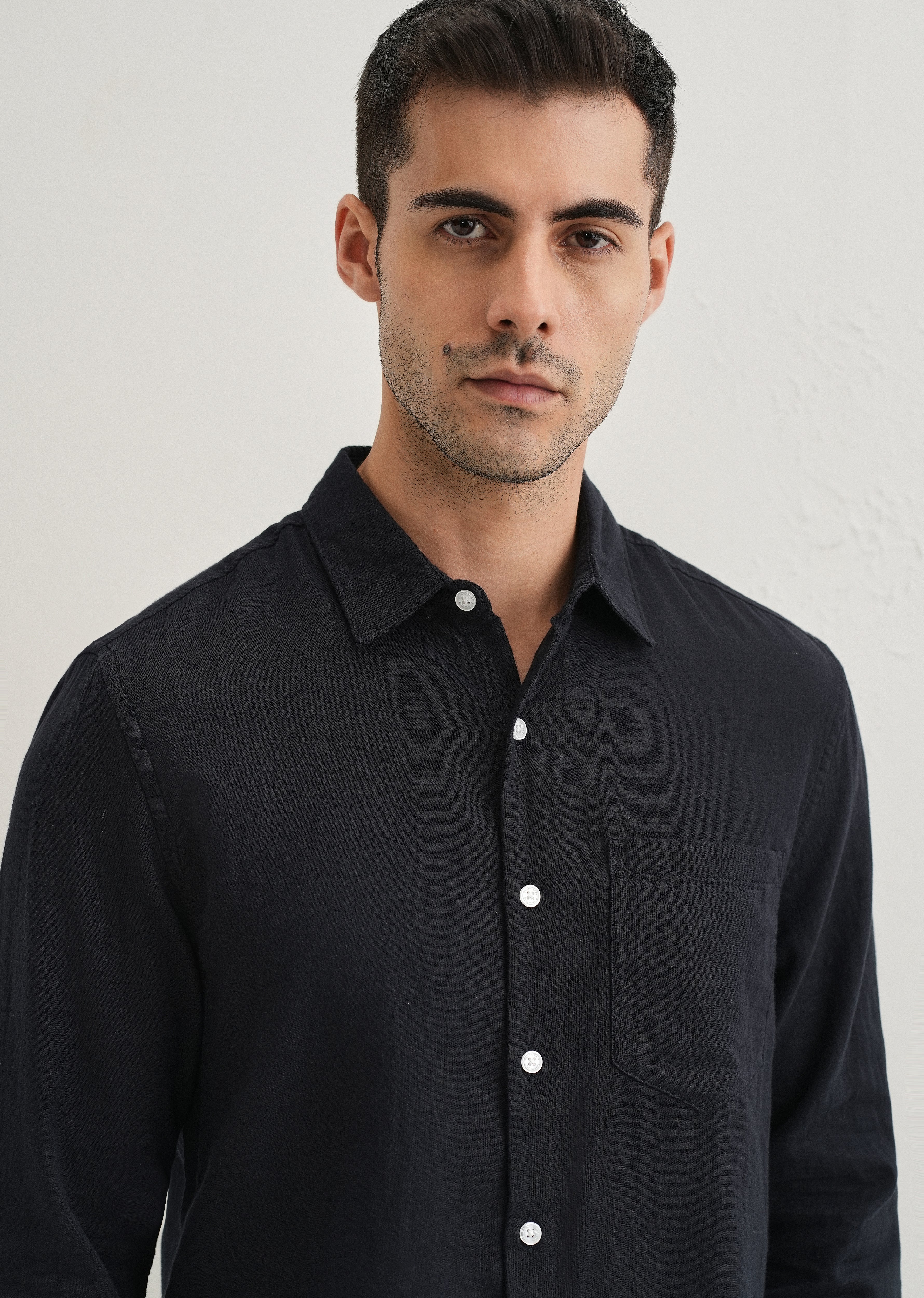 Navy Blue Plain Pure Cotton Shirt