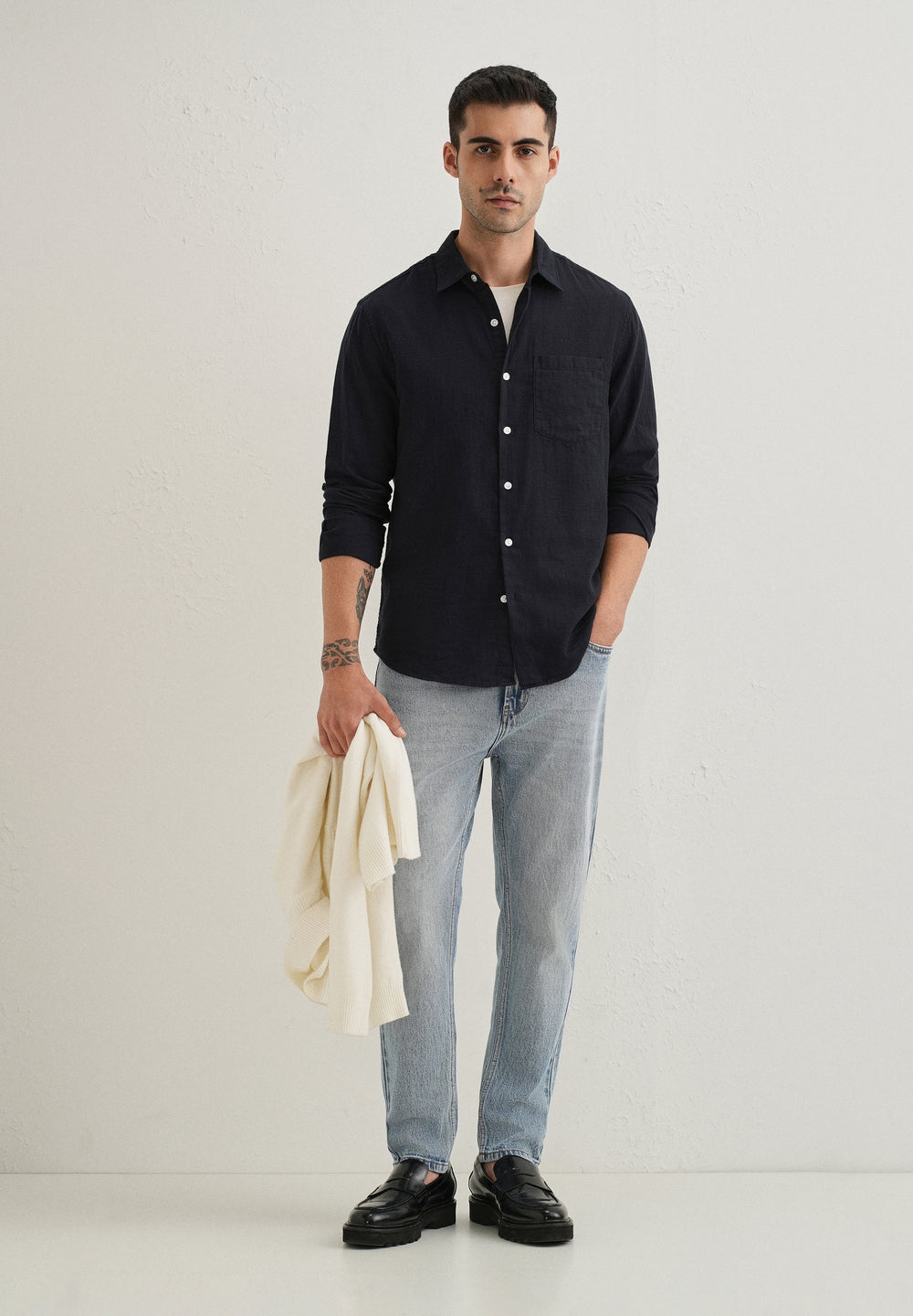 Navy Blue Plain Pure Cotton Shirt