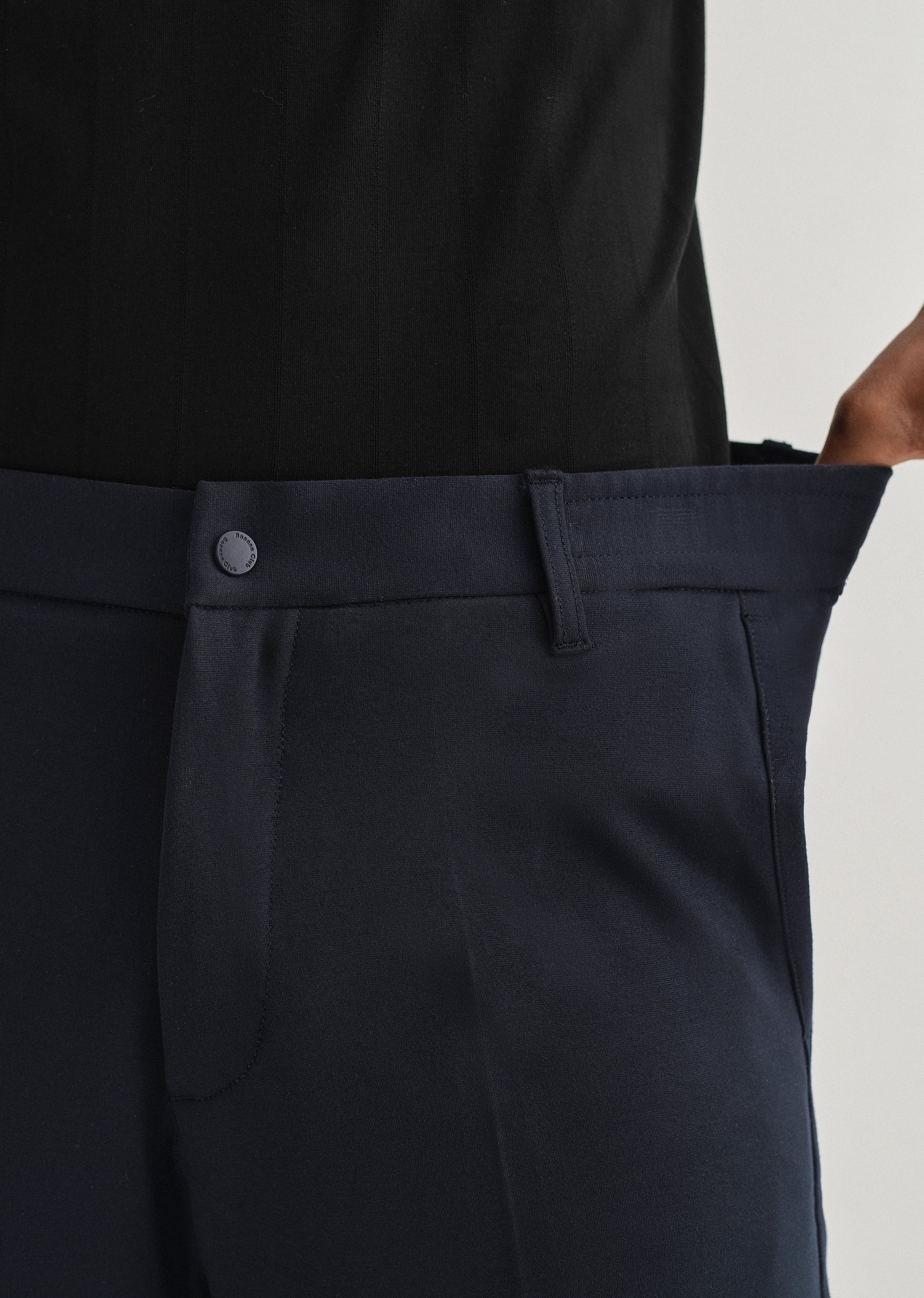 Navy Blue Semi Elasticated Slim Fit Trouser