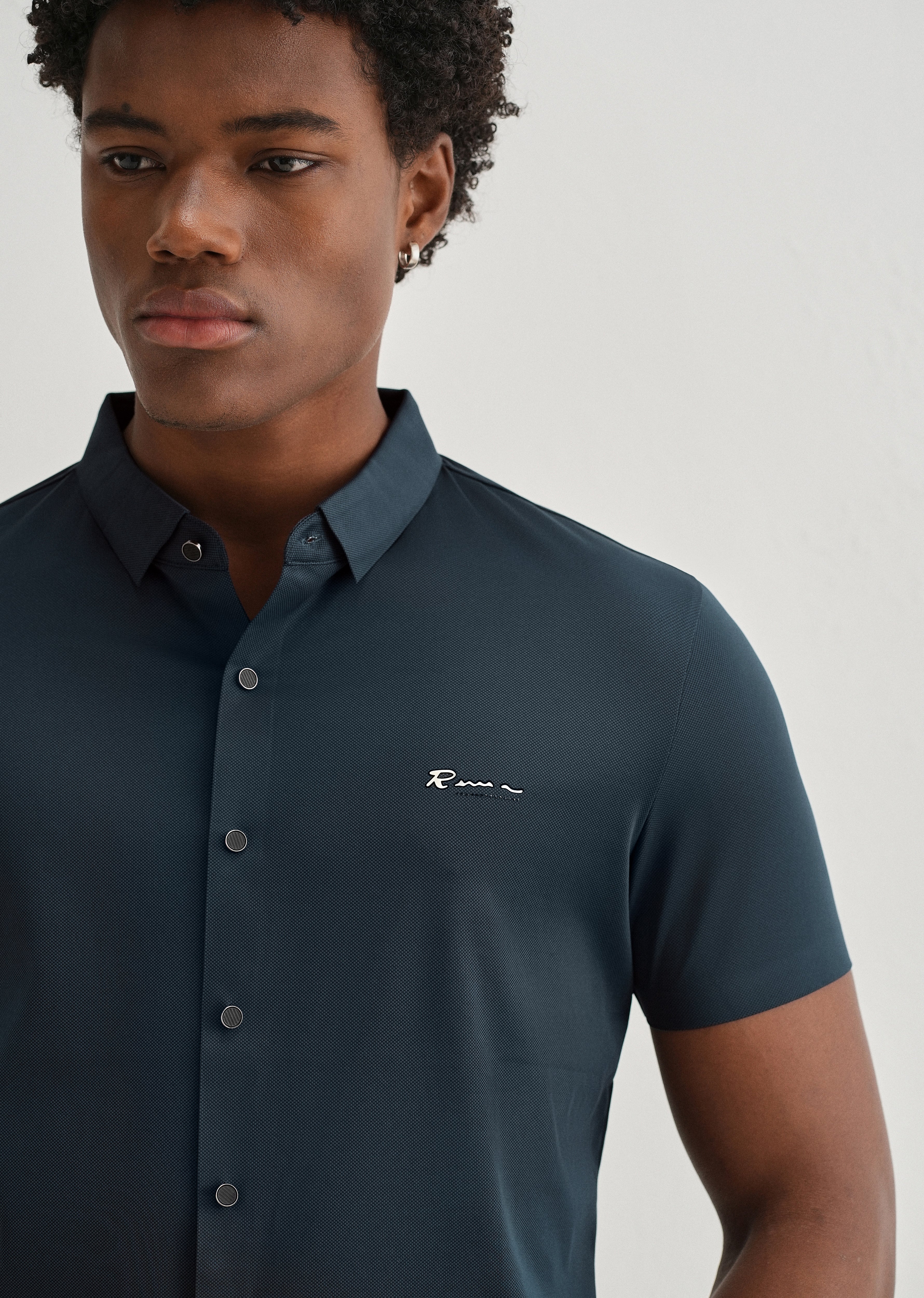 Navy Blue Stitchless Half Sleeve Shirt