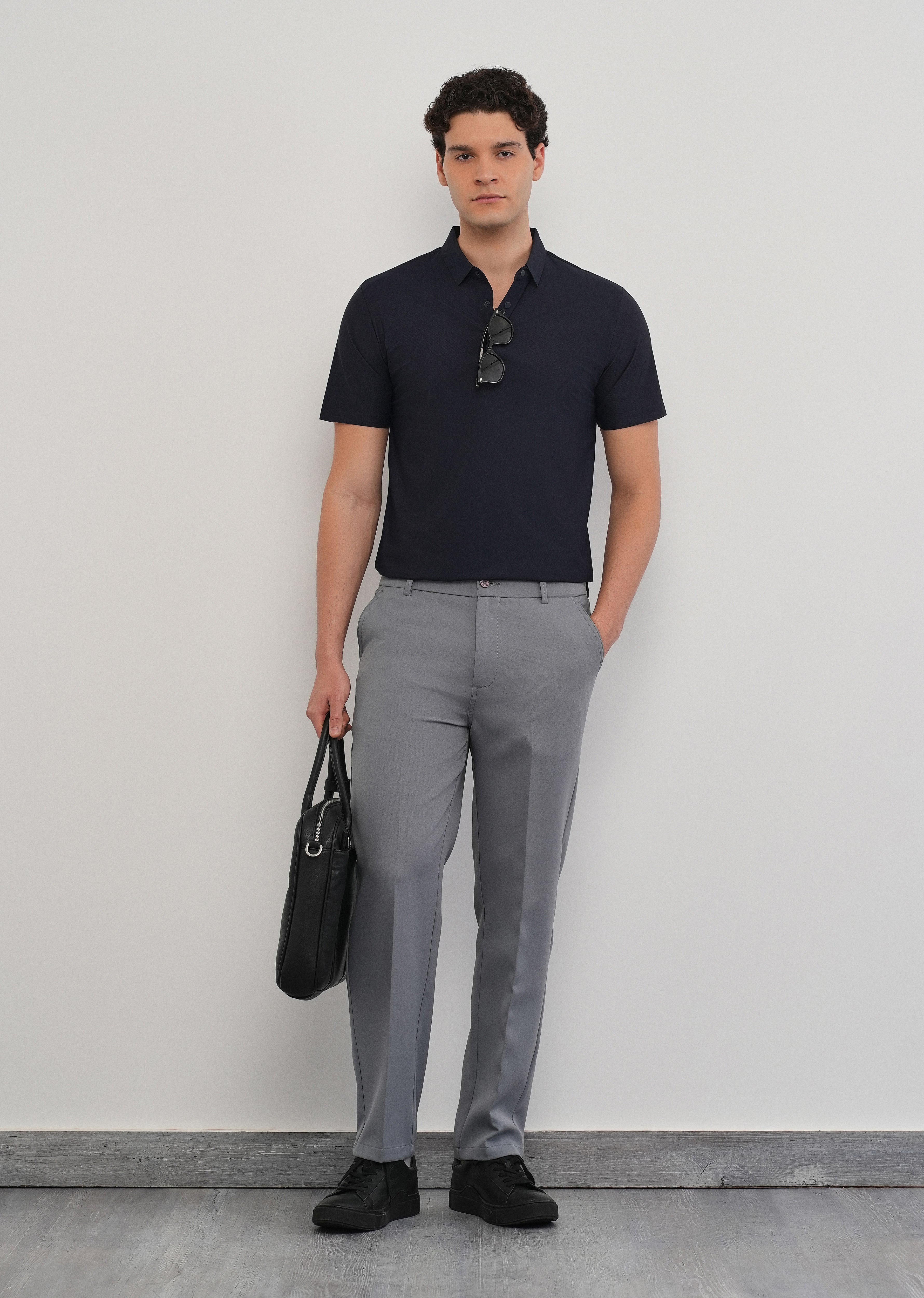 Navy Blue Stitchless Polo Collar T-Shirt