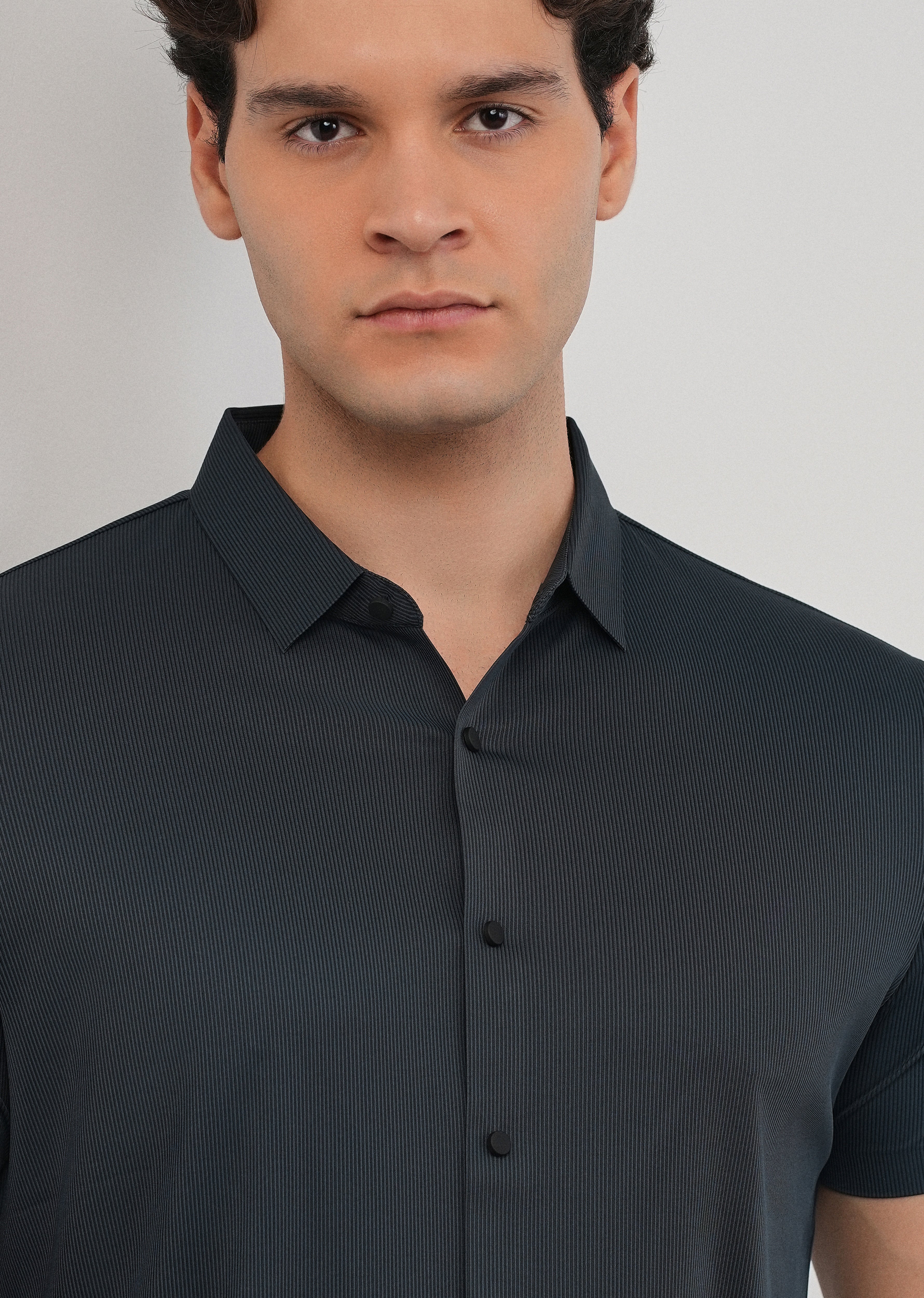 Navy Blue Stitchless Stripe Shirt