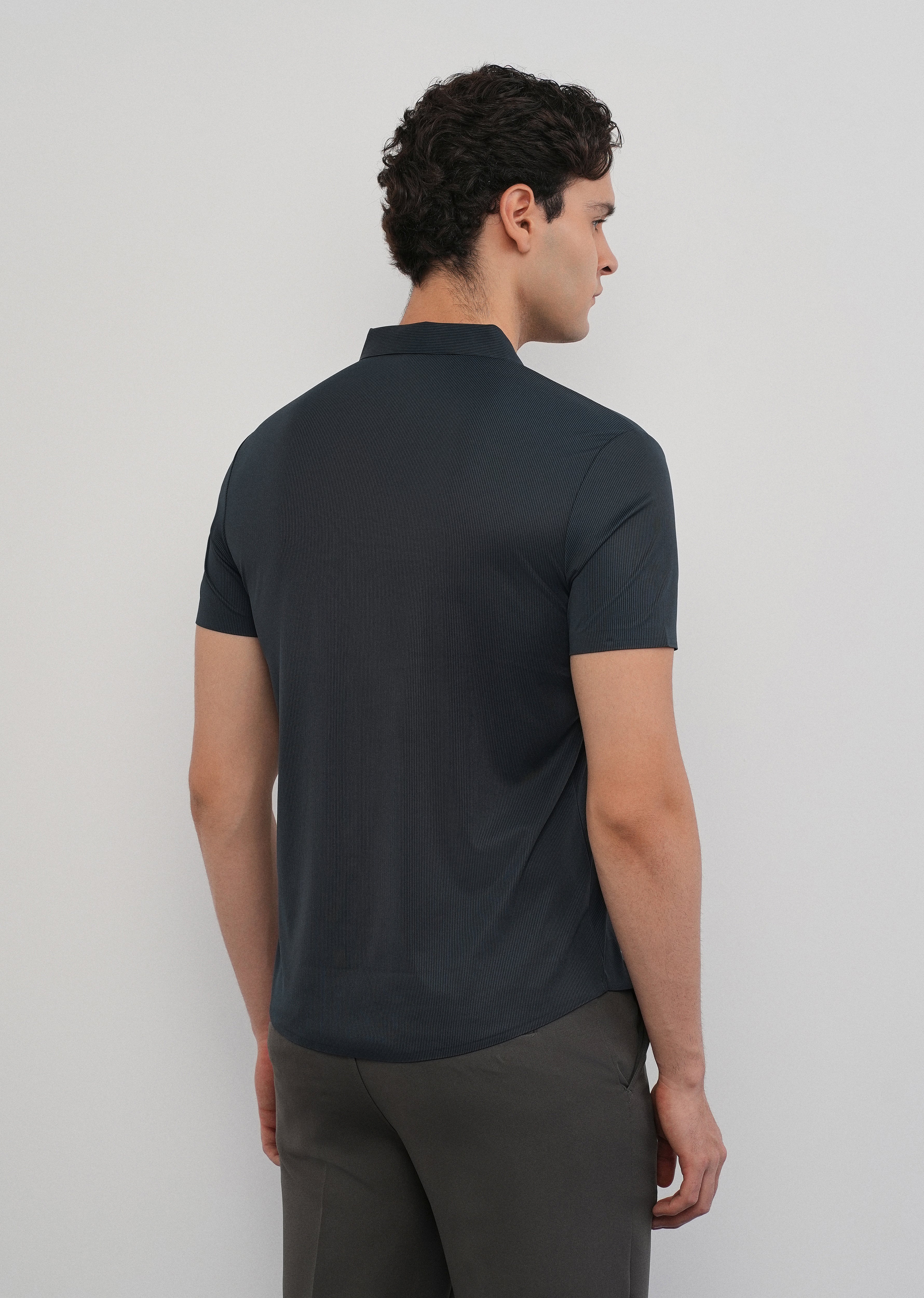 Navy Blue Stitchless Stripe Shirt