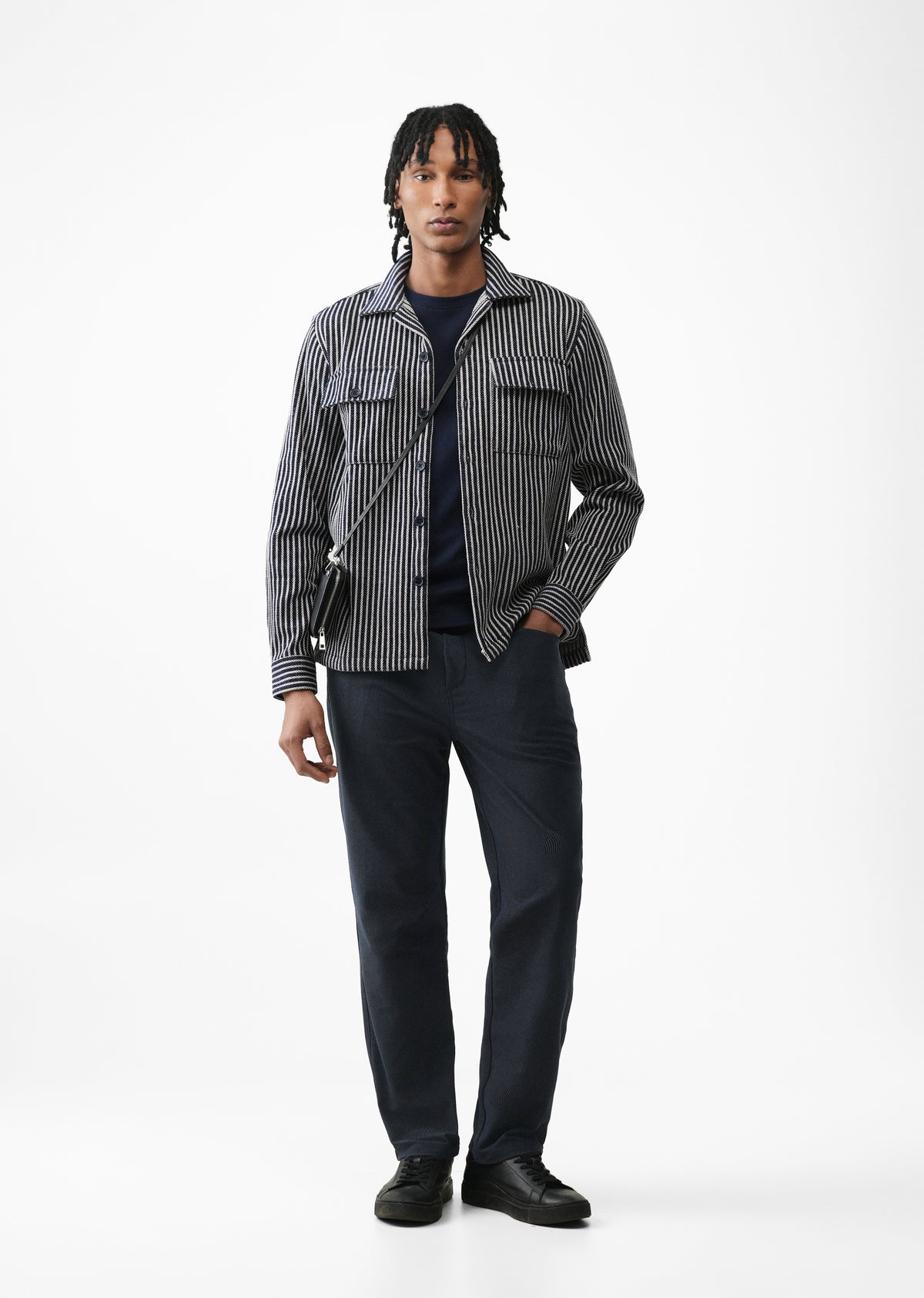 Navy Blue Straight Fit Corduroy Pants