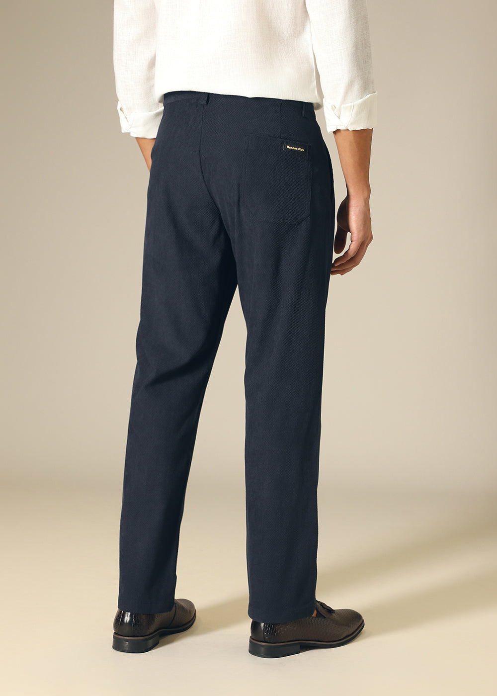 Navy Blue Textured Corduroy Pant