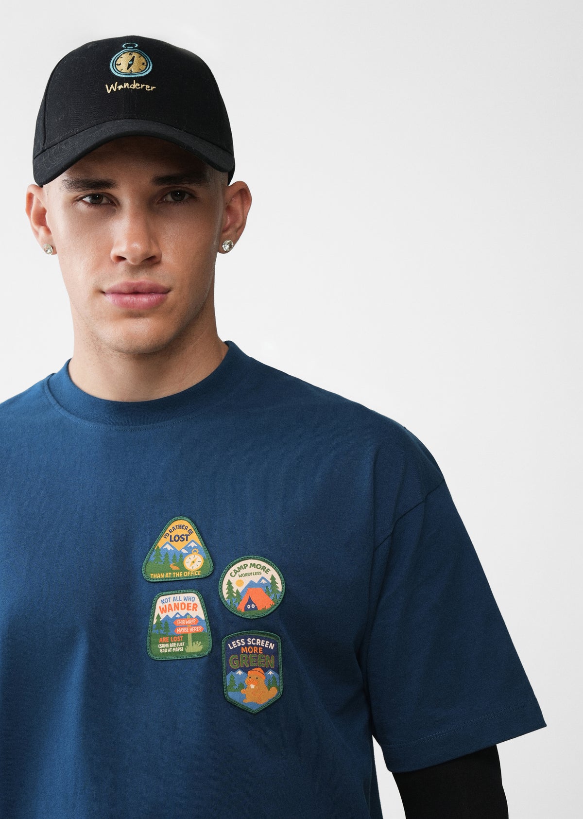 Navy Blue Wanderer Applique T-shirt