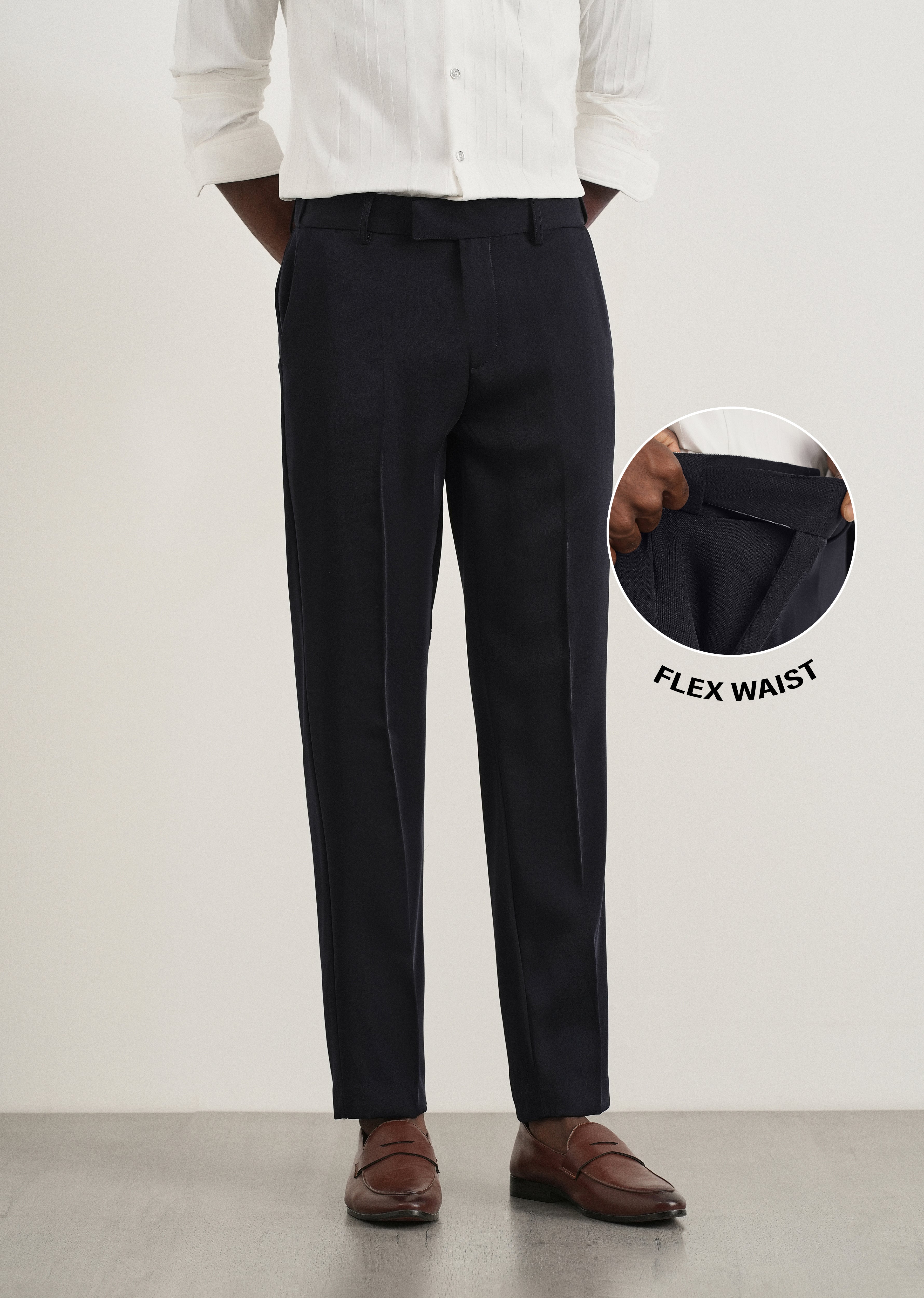 Navy Flex Waist Slim Fit Trouser