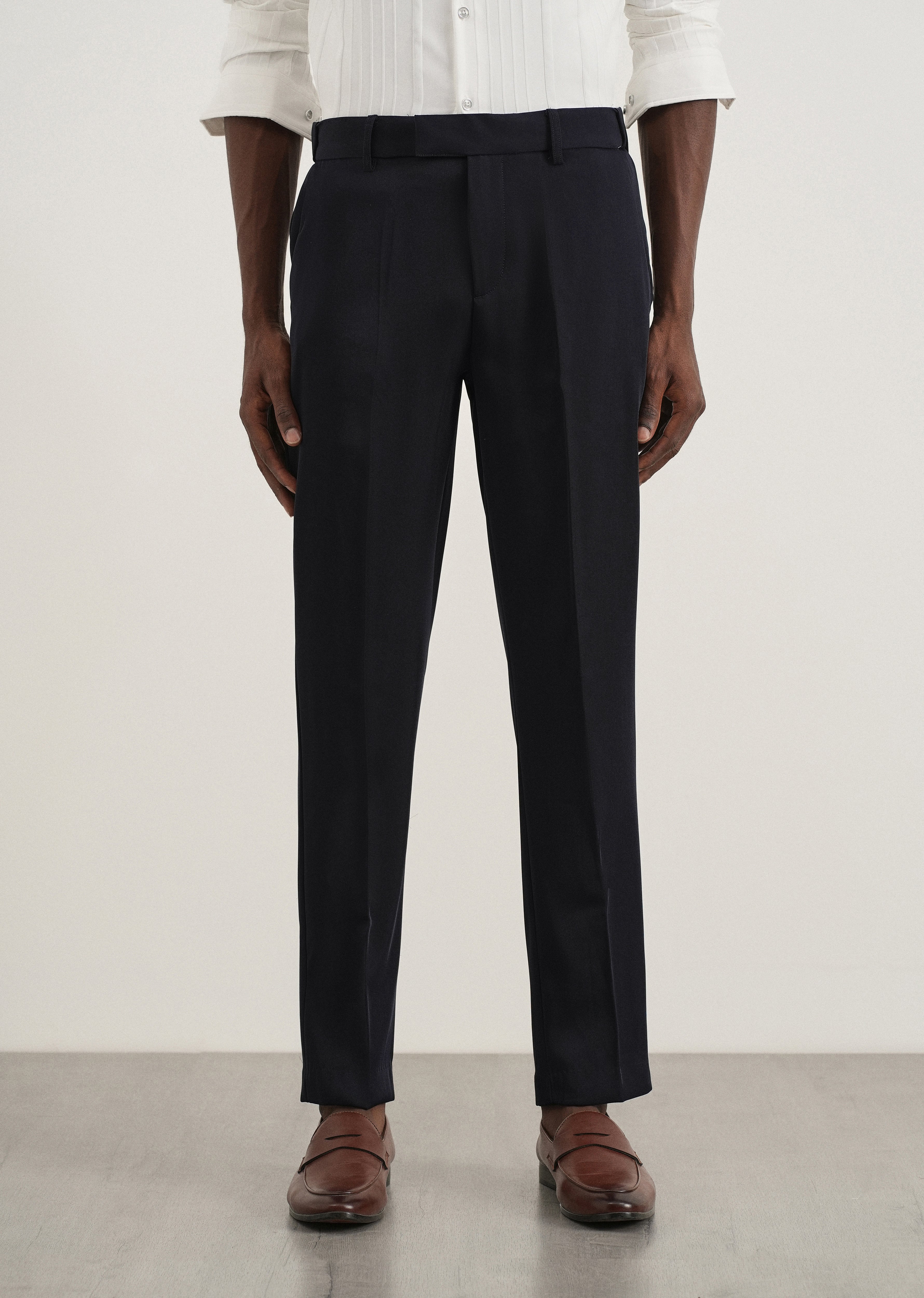 Navy Flex Waist Slim Fit Trouser