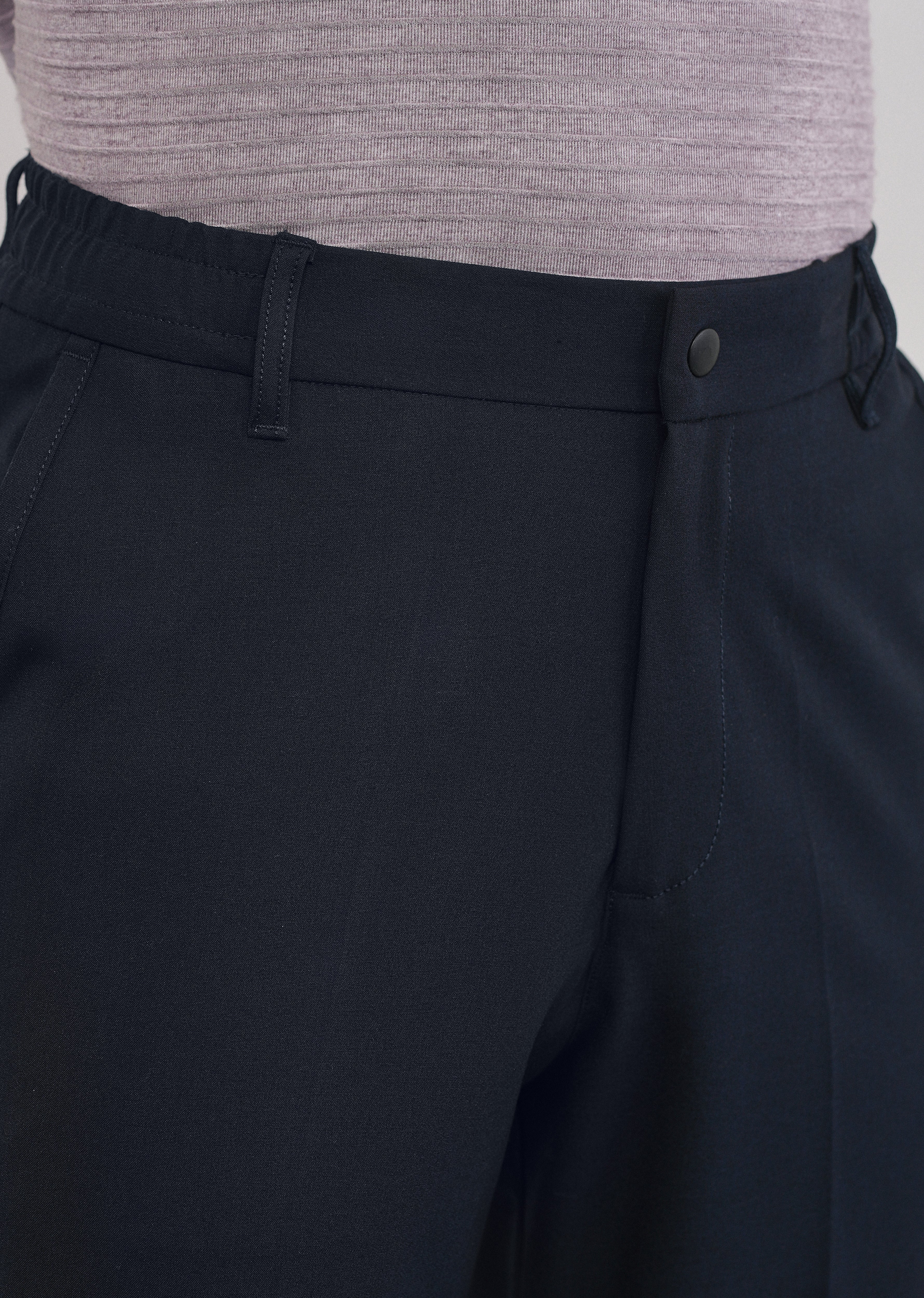 Navy Semi-Elastic Slim Fit Trouser