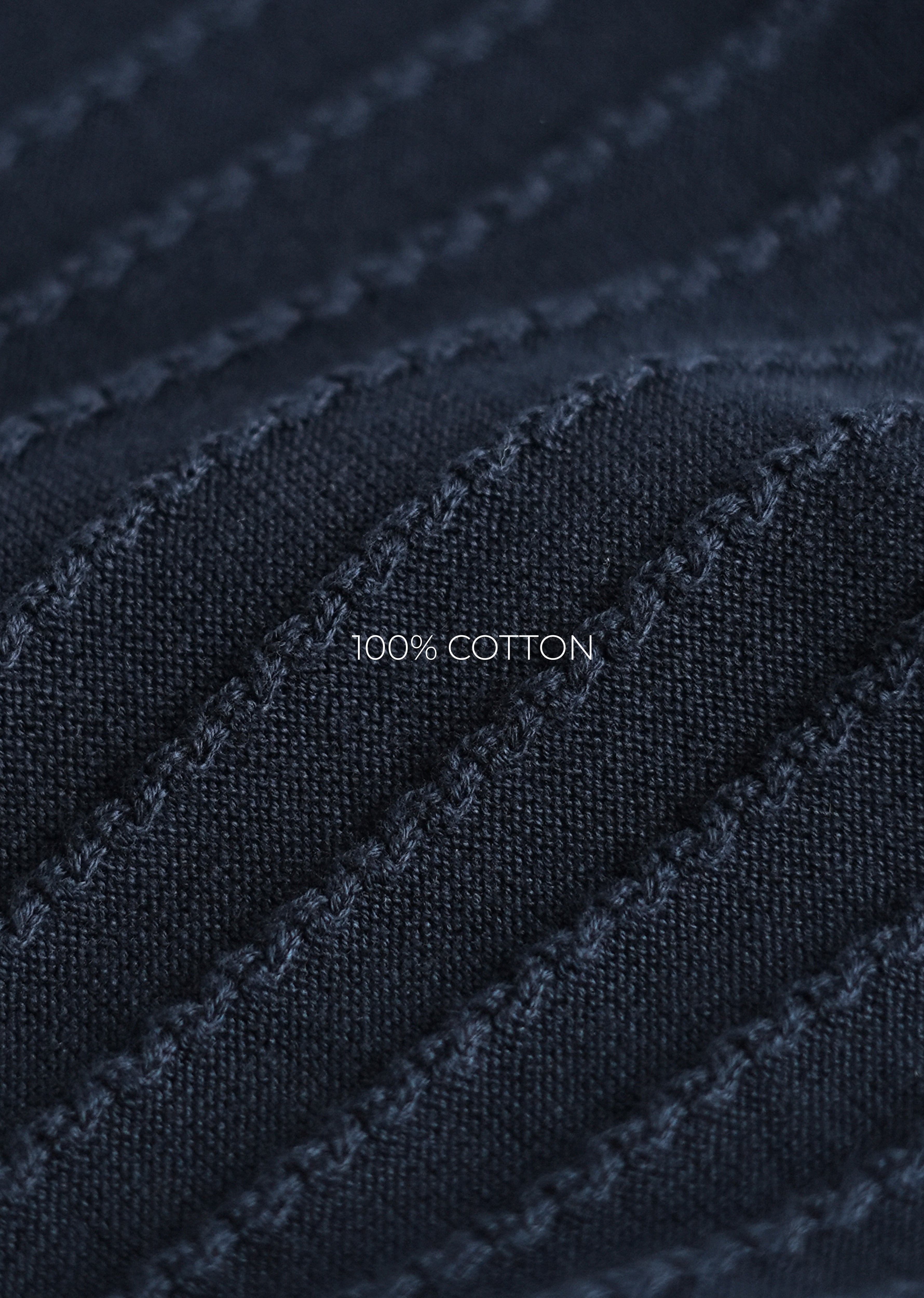 Navy Textured Knitted Polo