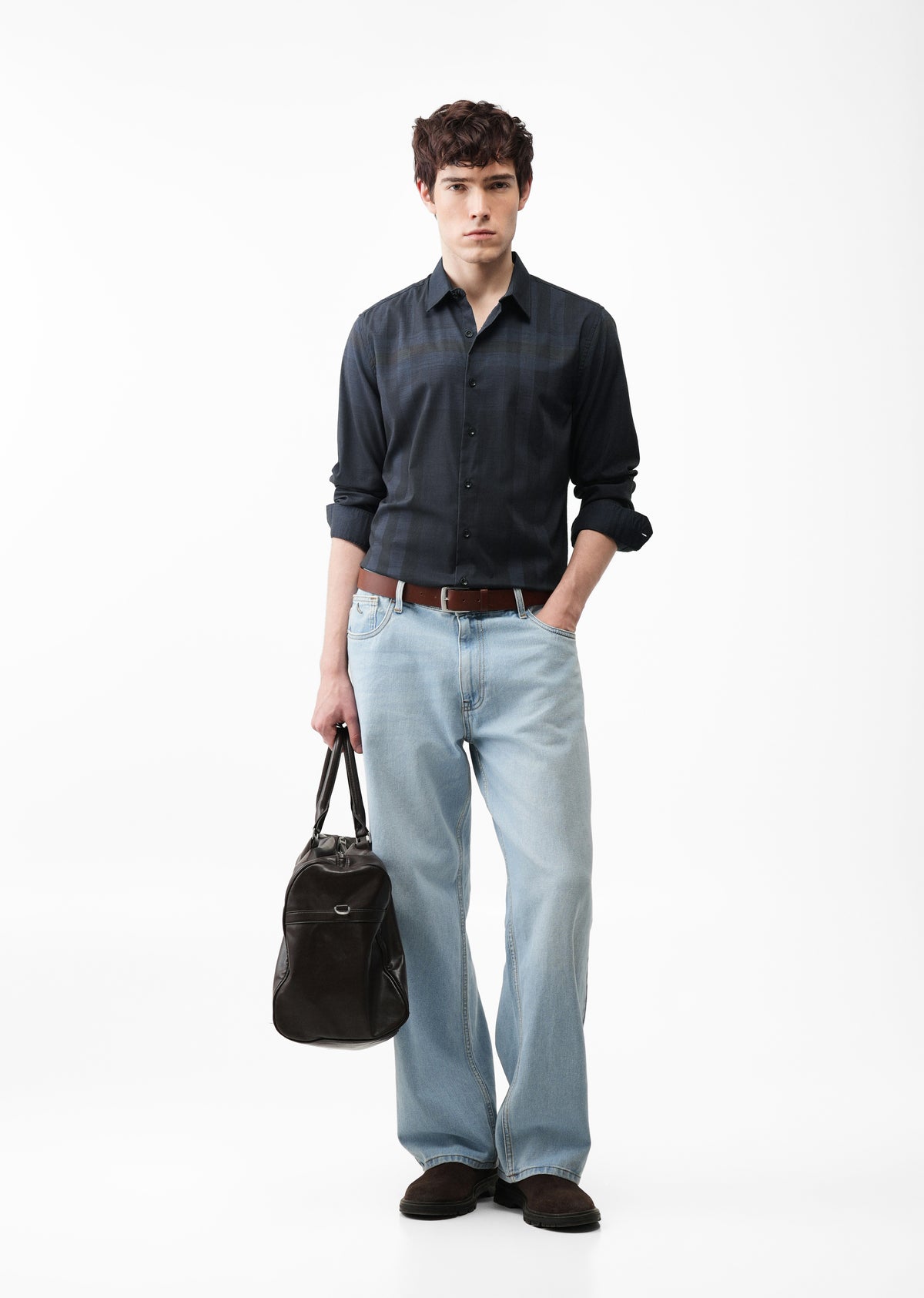 Navy Tonal Check Shirt