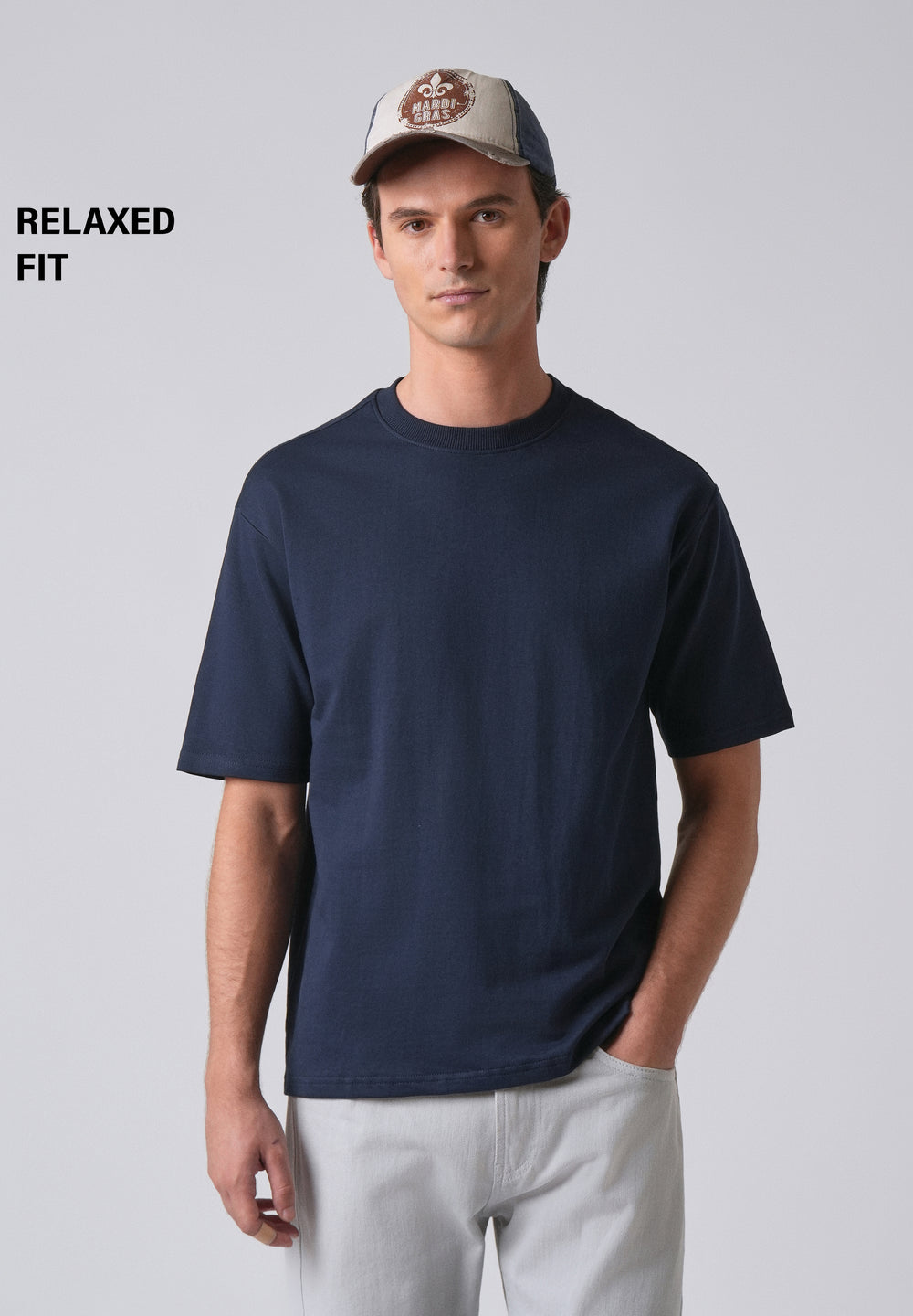 Navy Blue Basic Relaxed Fit T-shirt