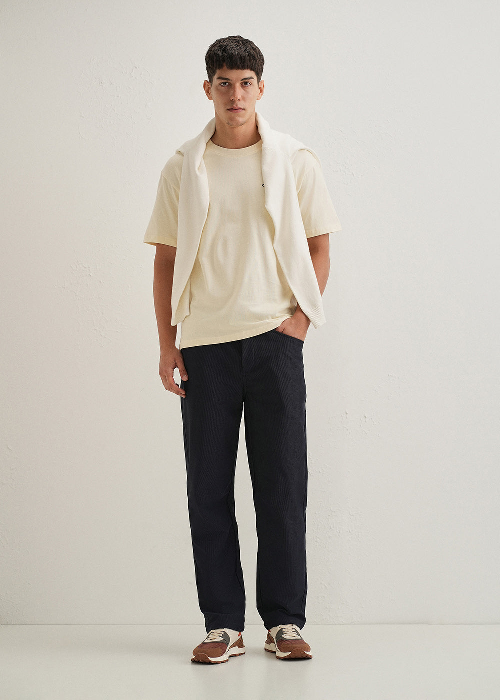 Navy Blue Straight Fit Corduroy Pants