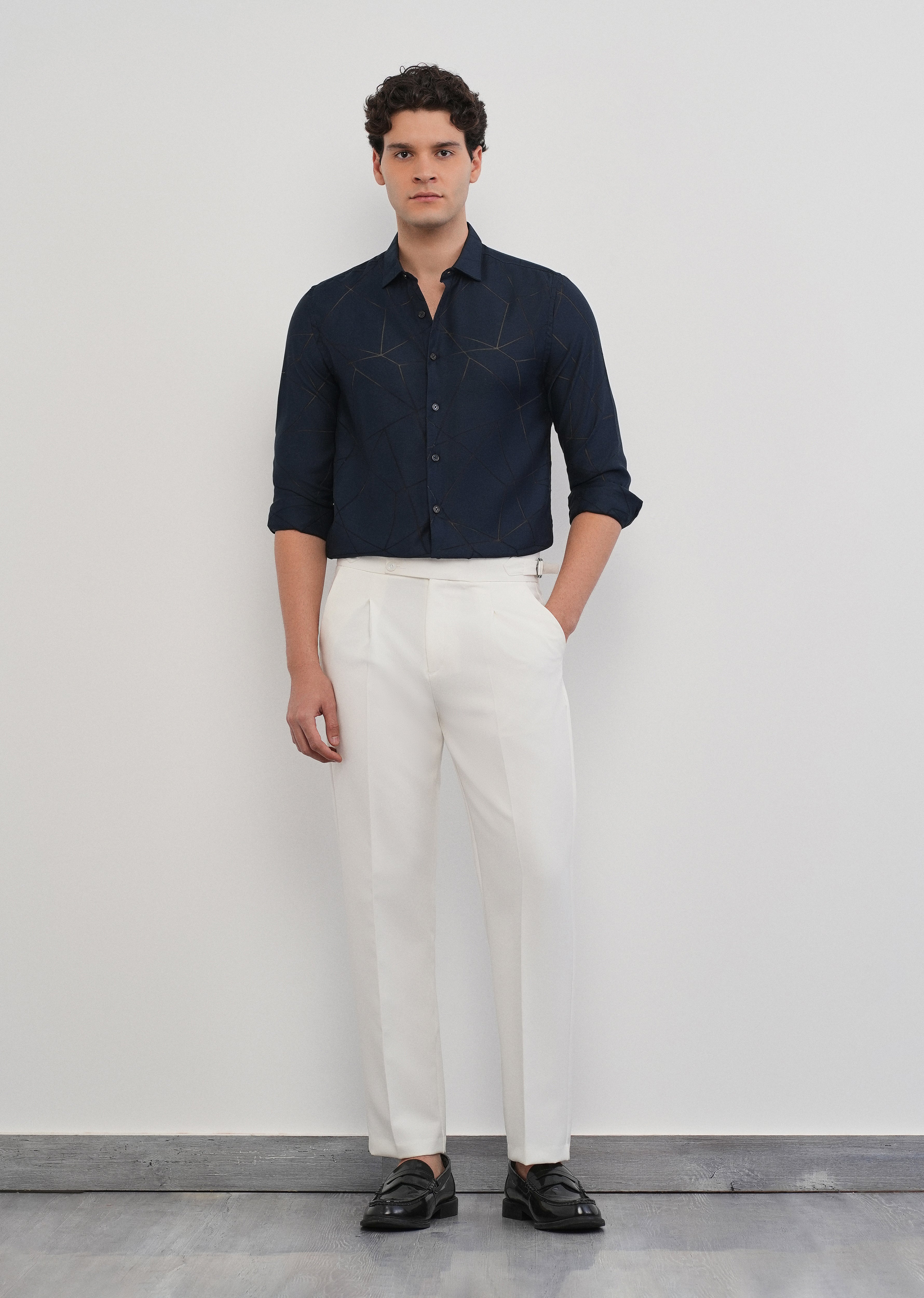 Navy Blue Laser Cut Shirt