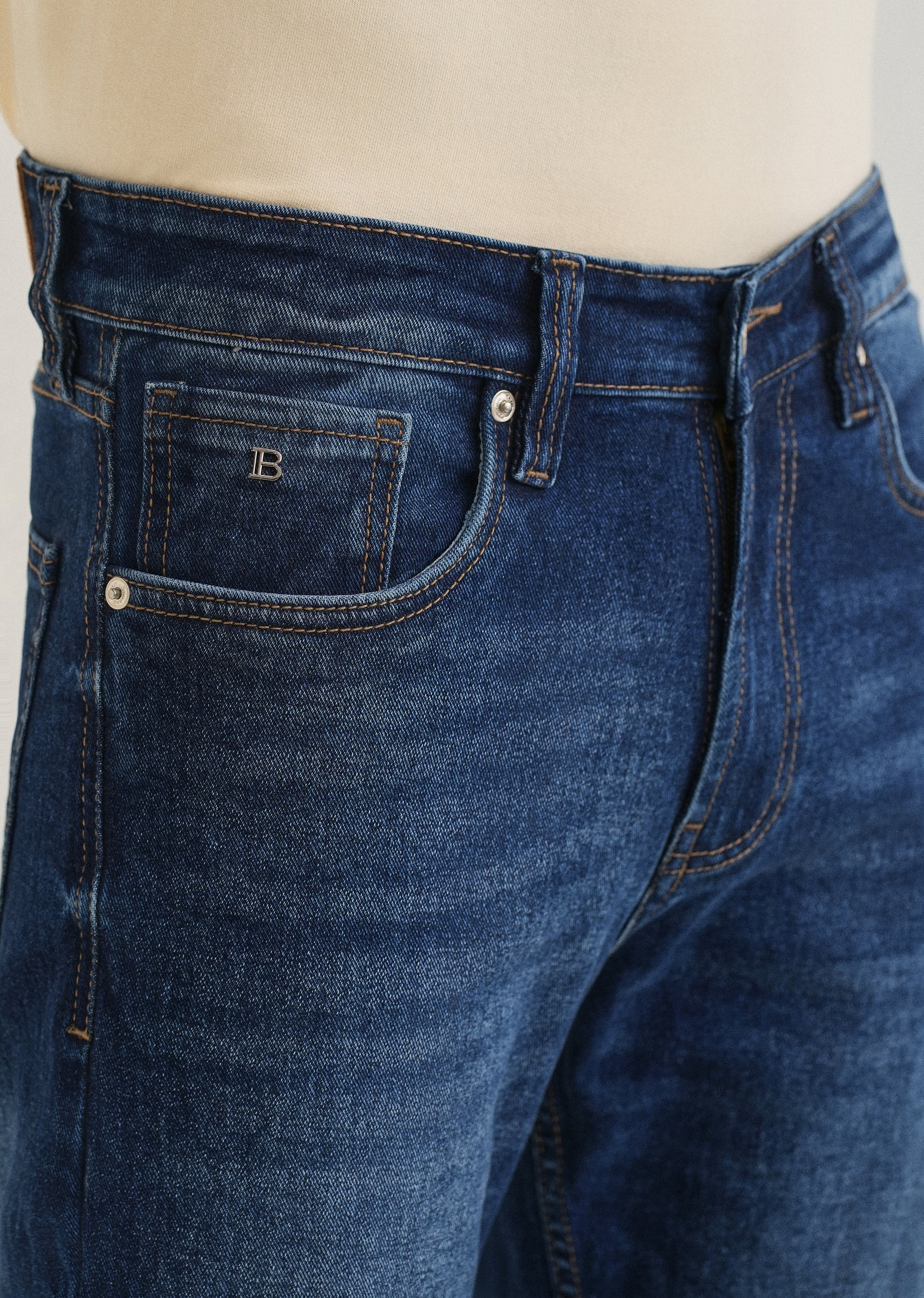 Navy Blue Straight Fit Denim