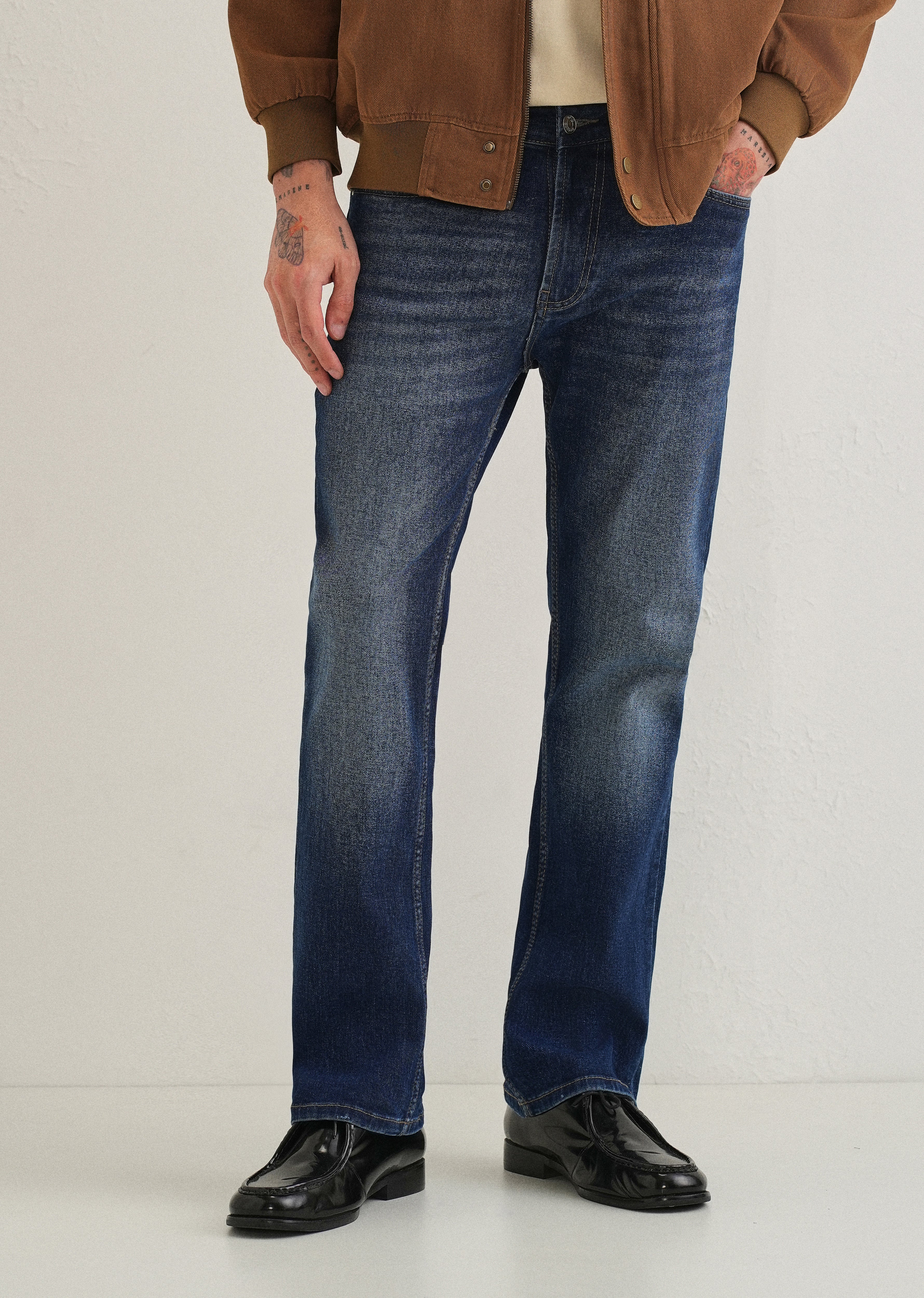 Navy Blue Straight Fit Denim