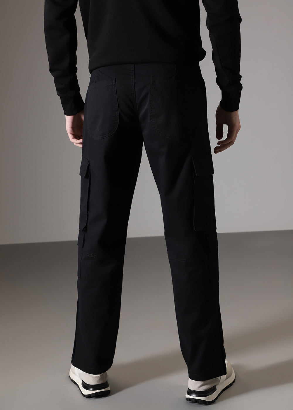 Nero Black Zipper Cargo Pant