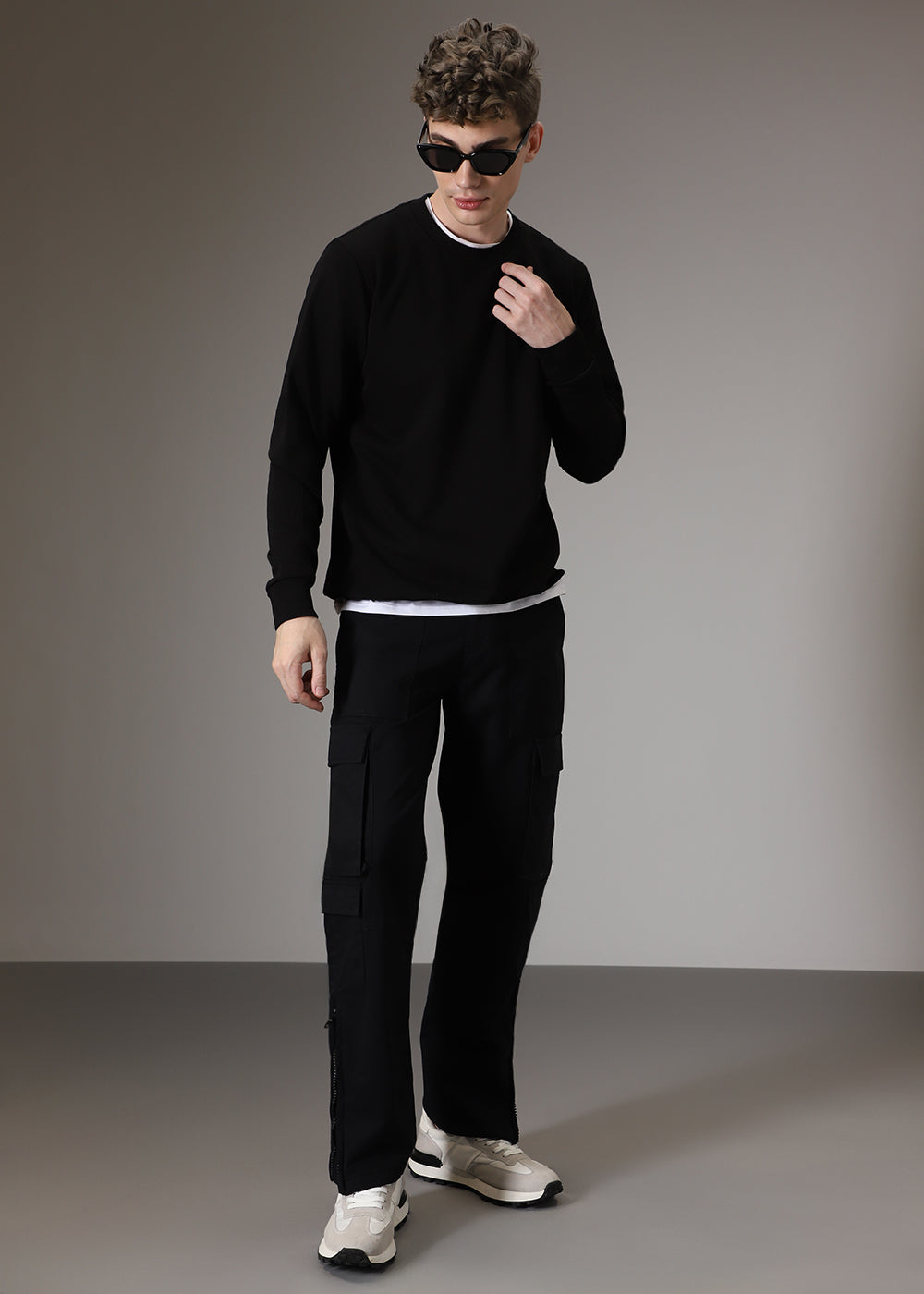 Nero Black Zipper Cargo Pant