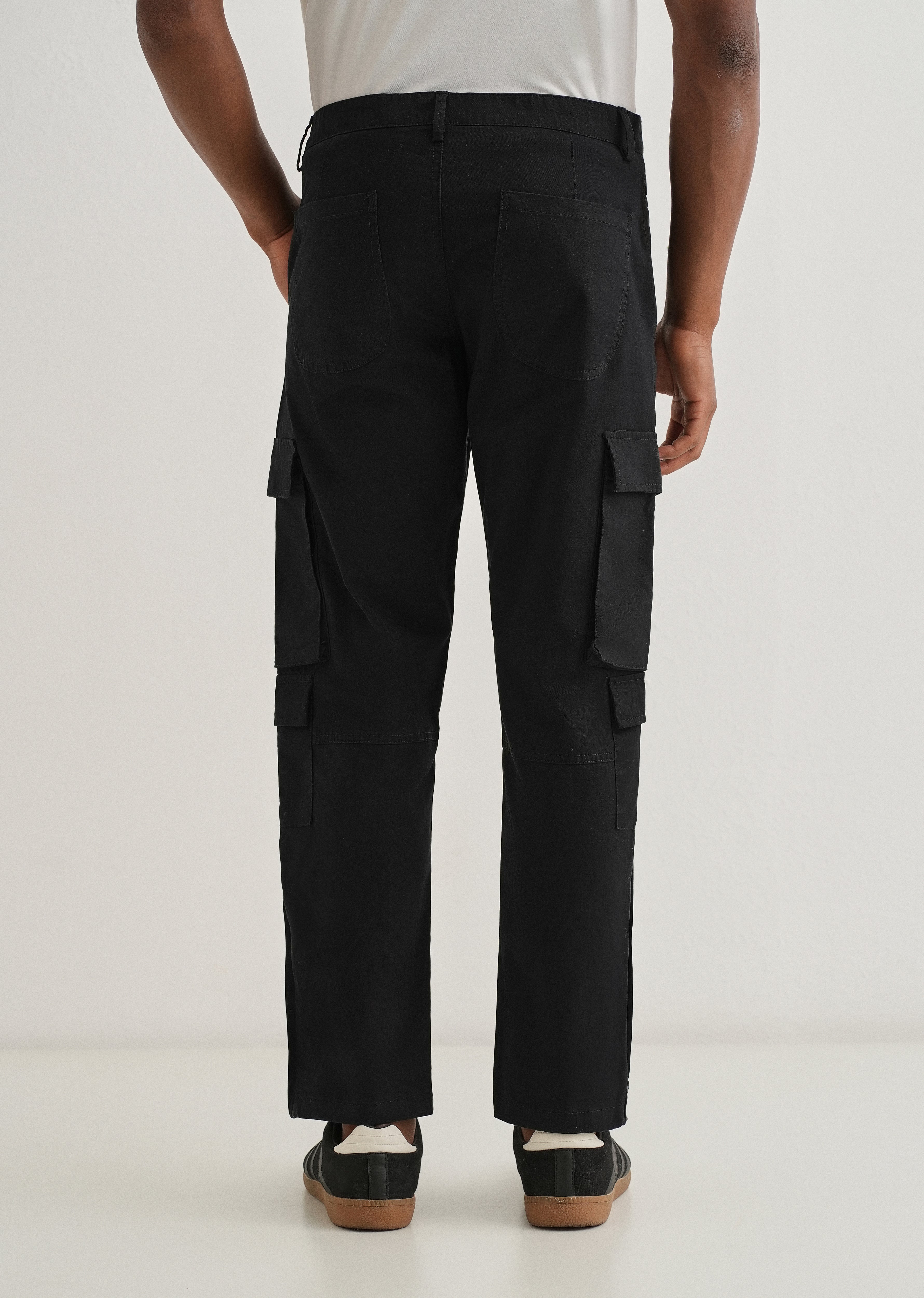 Nero Black Zipper Cargo Pant