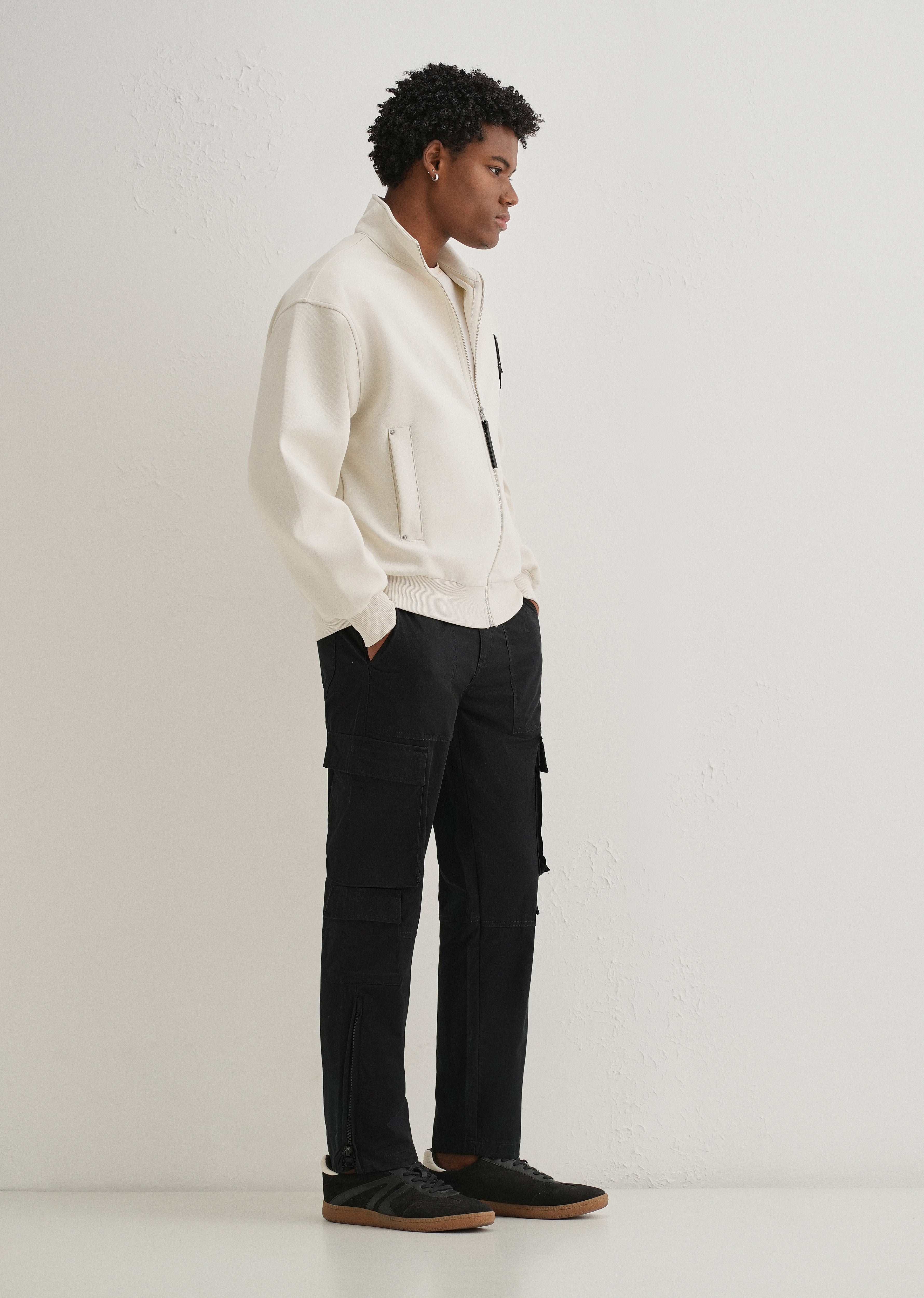 Nero Black Zipper Cargo Pant