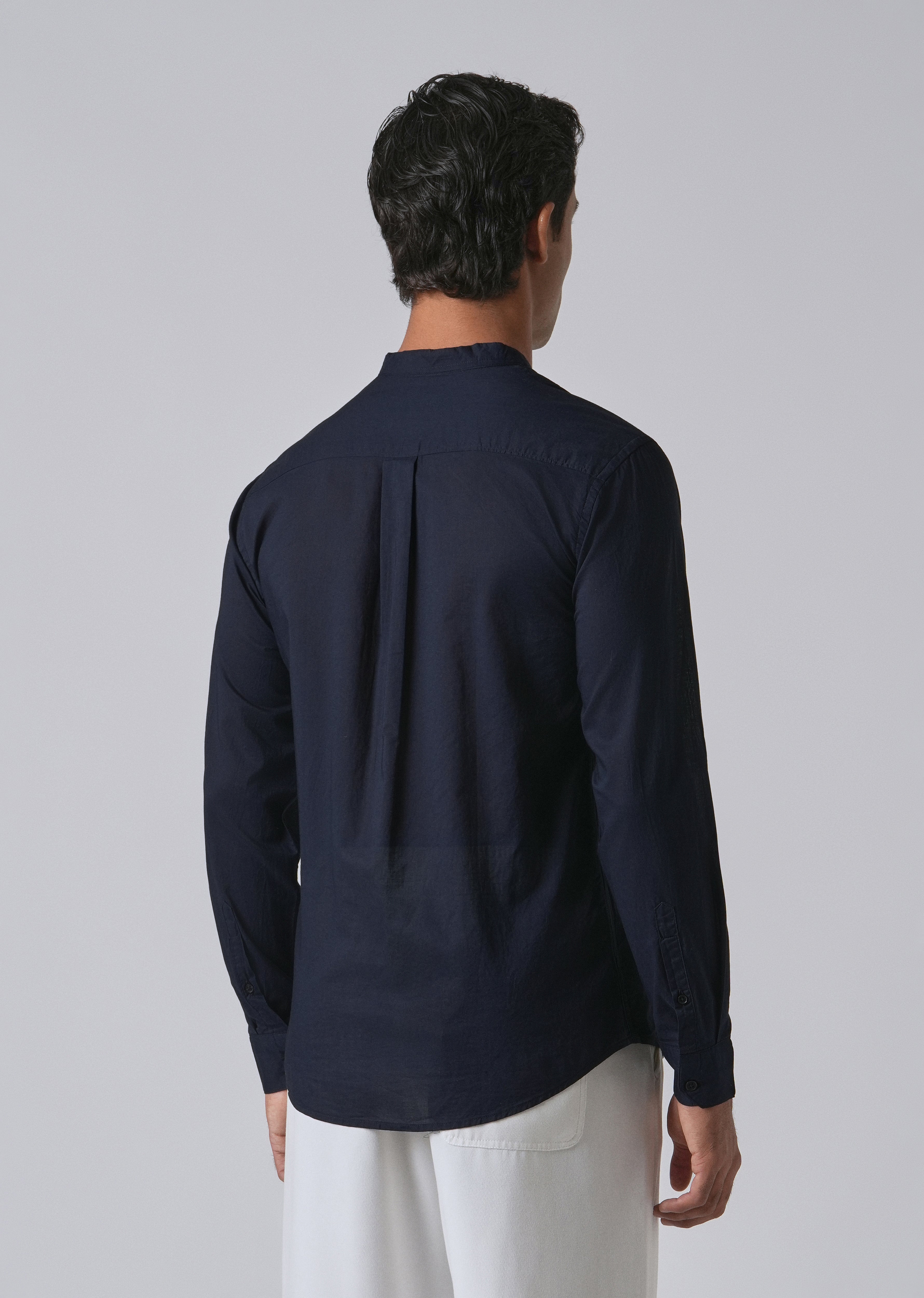 Night Blue Plain Cotton Shirt