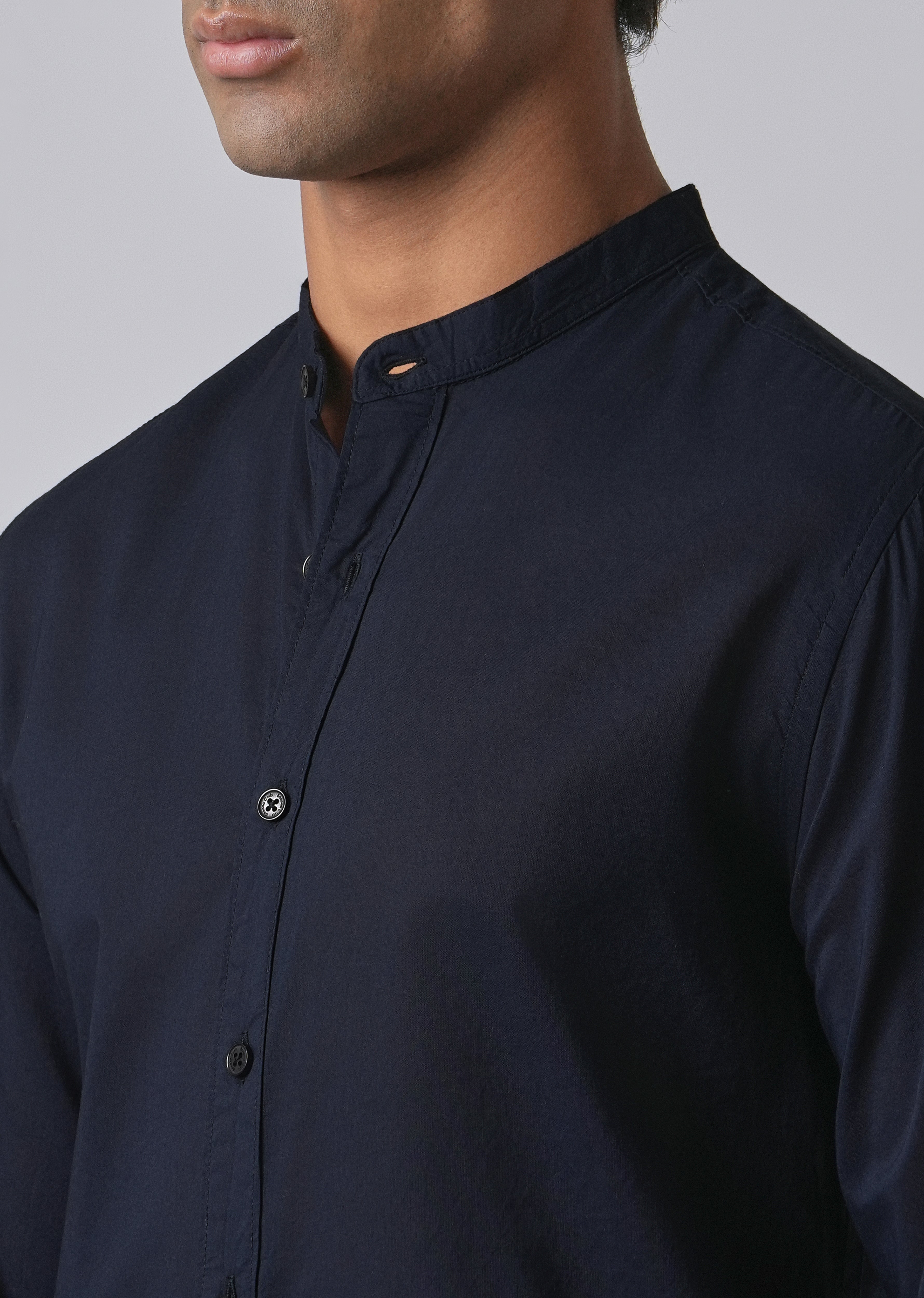 Night Blue Plain Cotton Shirt