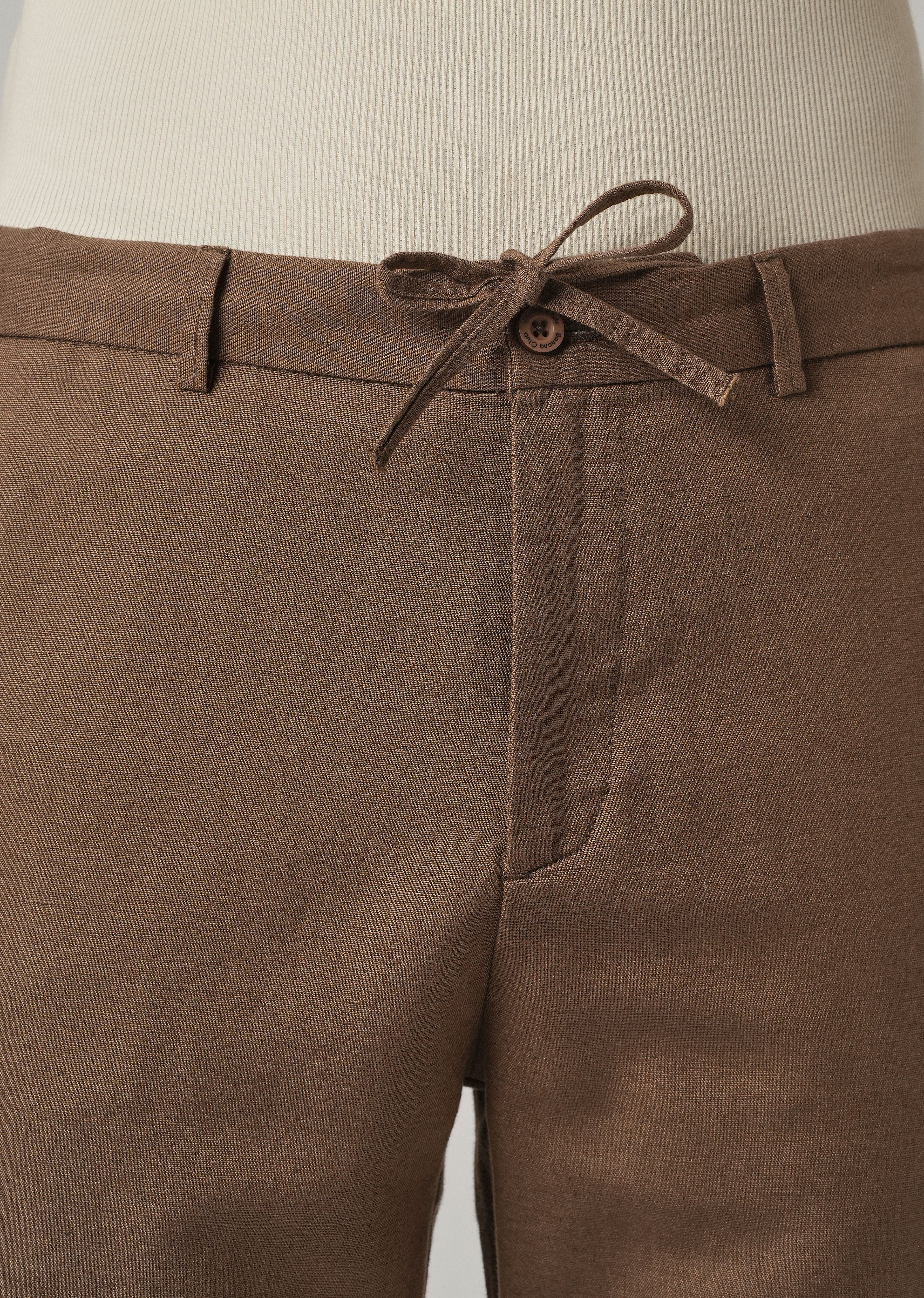 Brown Linen Relaxed Fit Trouser