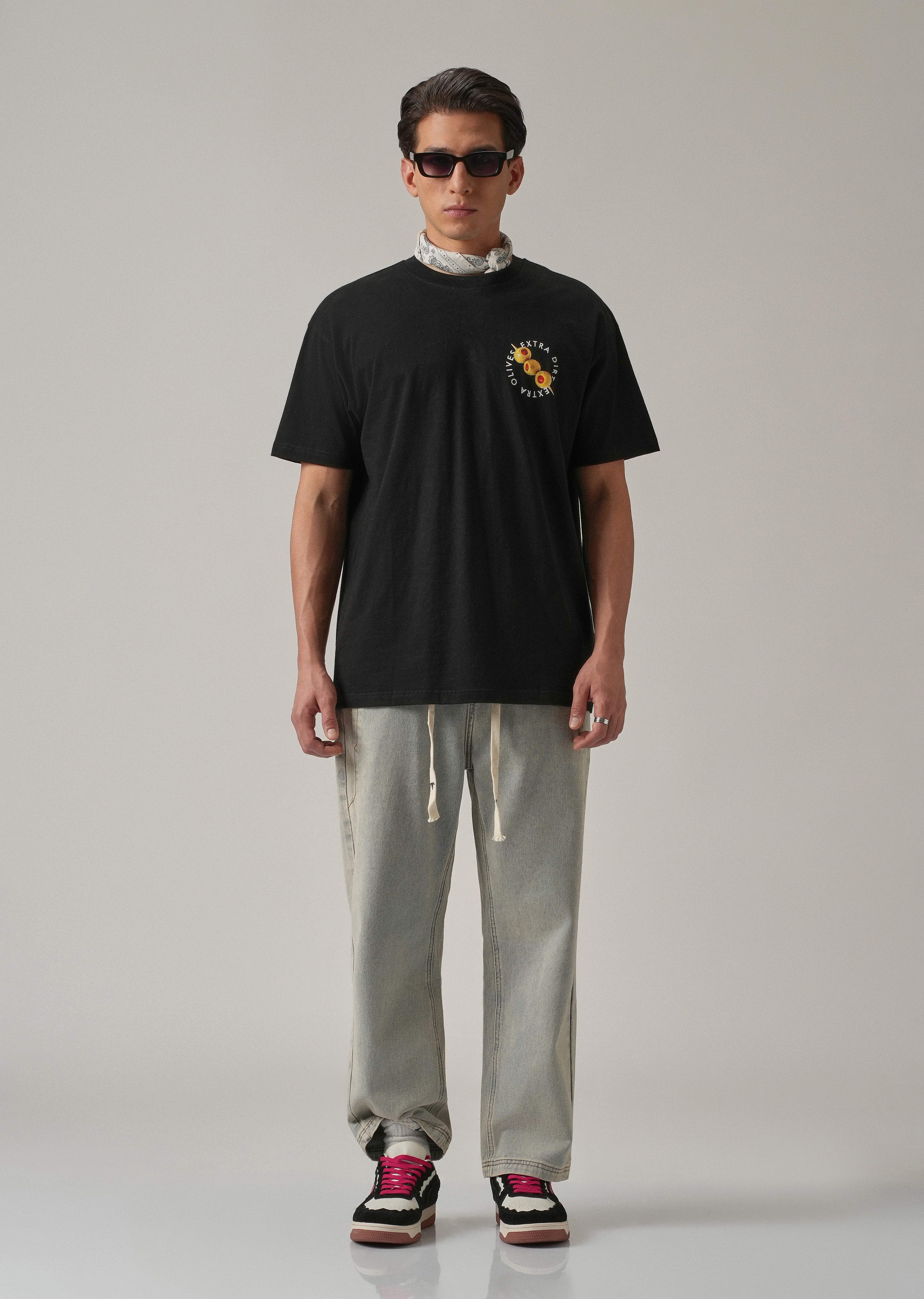 Noir Black Back Print Oversized T-shirt