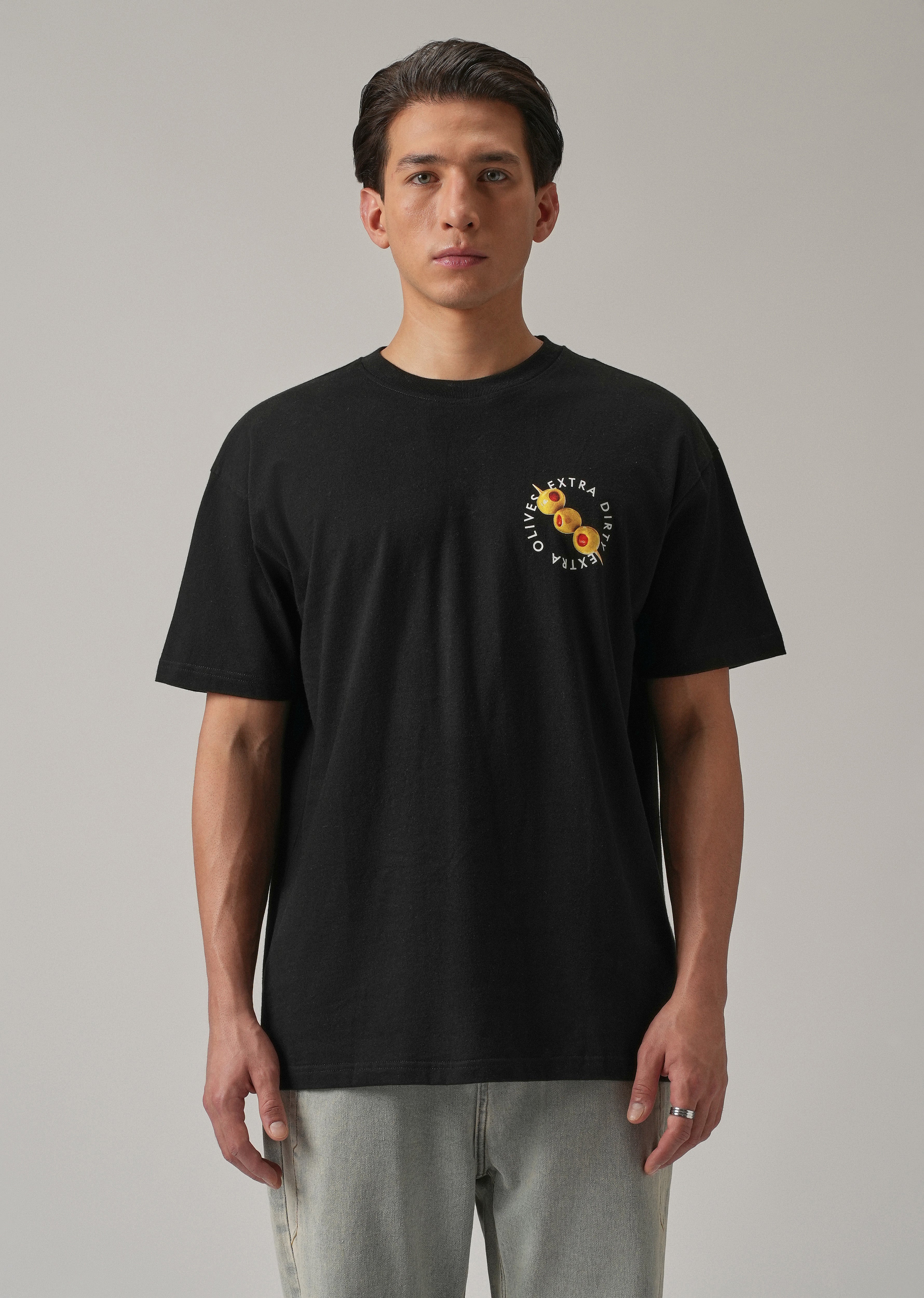 Noir Black Back Print Oversized T-shirt