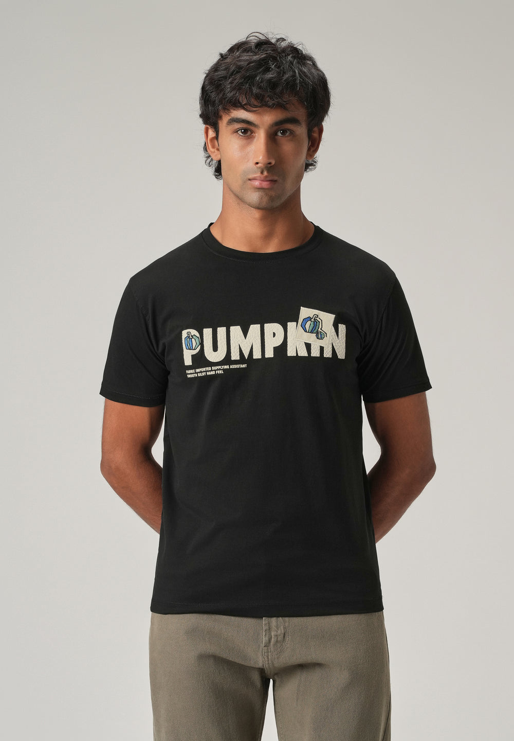 Noir Black Embossed Slim Fit T-Shirt