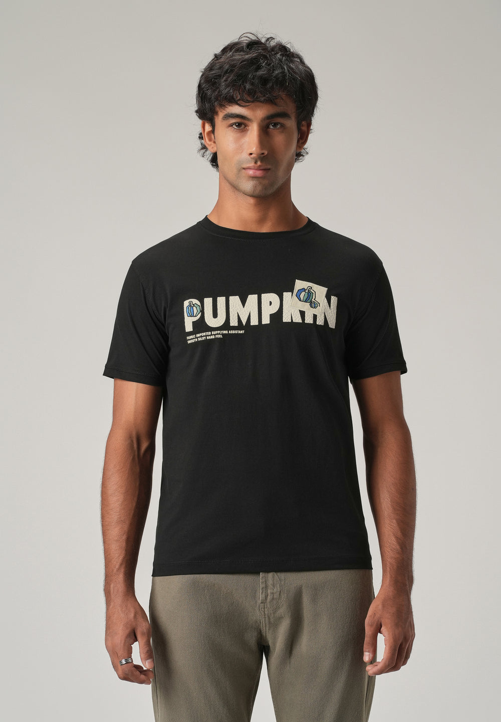 Noir Black Embossed Slim Fit T-Shirt