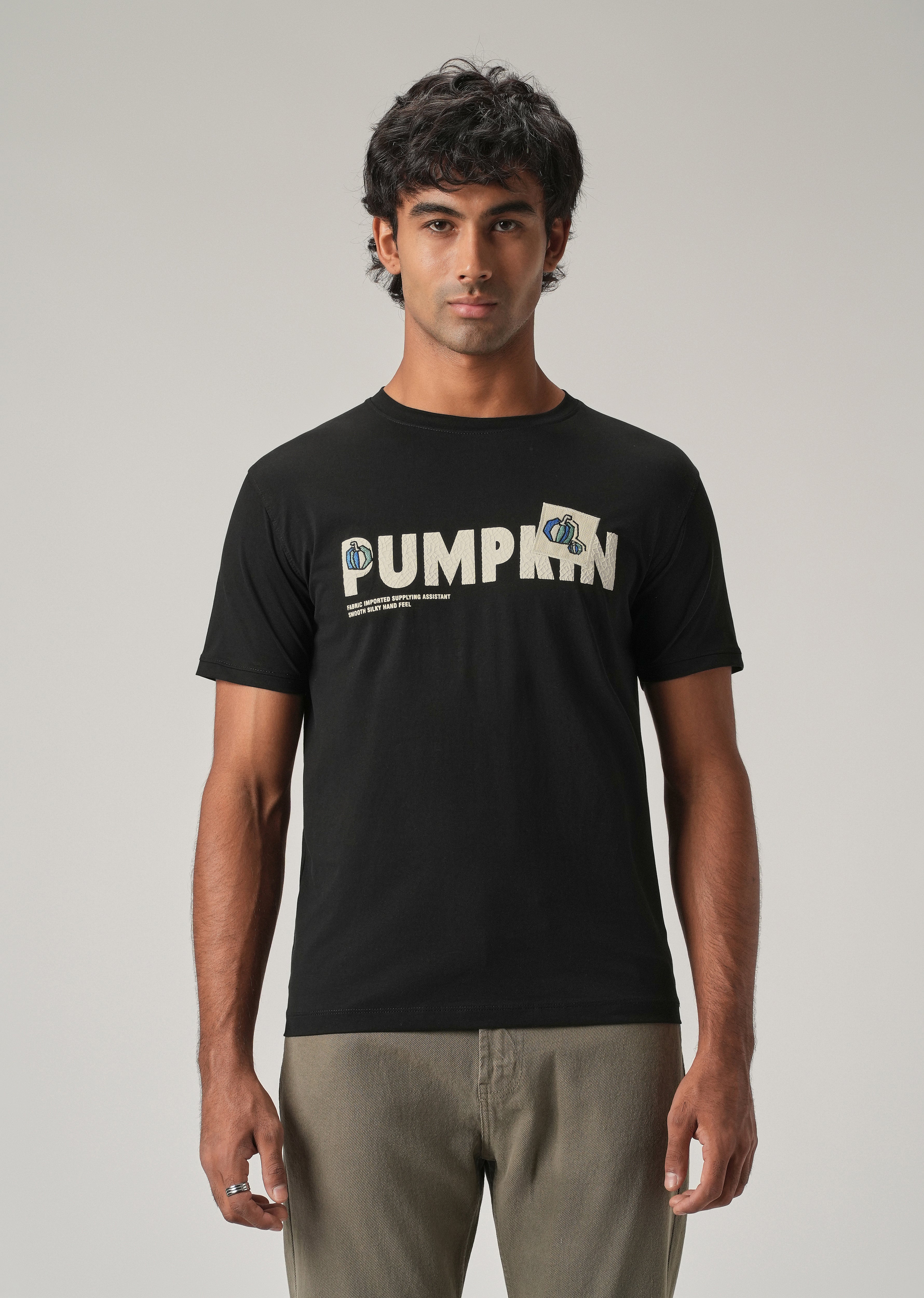 Noir Black Embossed Slim Fit T-Shirt