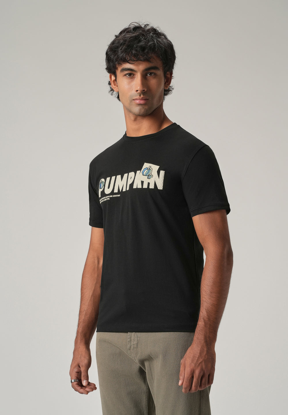 Noir Black Embossed Slim Fit T-Shirt