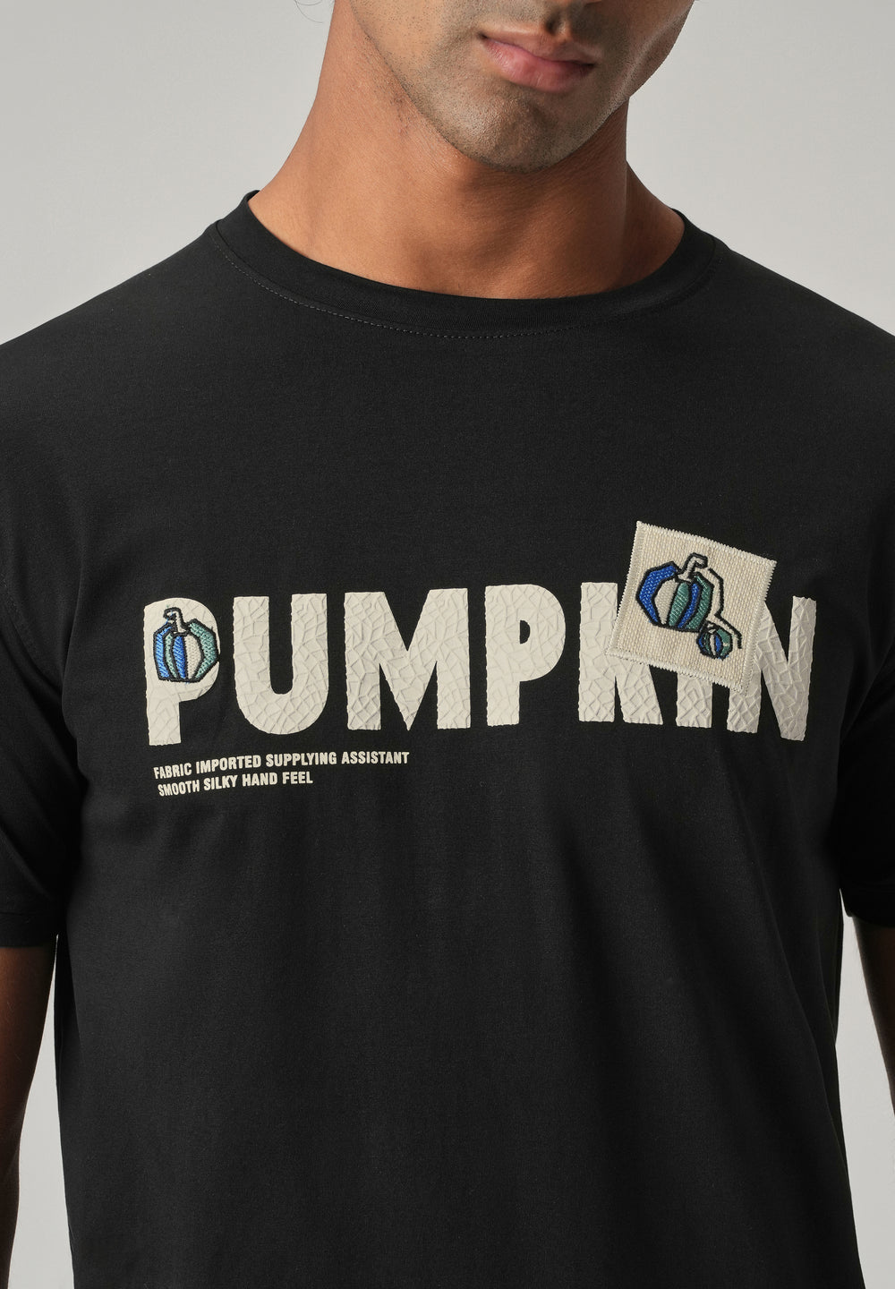 Noir Black Embossed Slim Fit T-Shirt