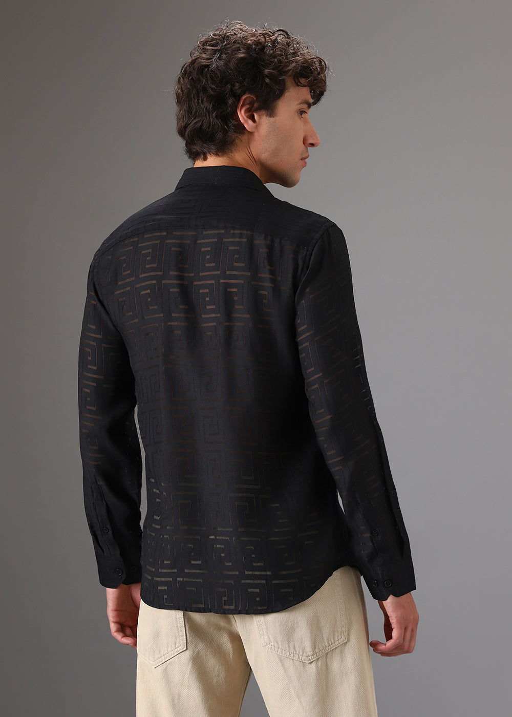 Noir Black Laser Cut Shirt