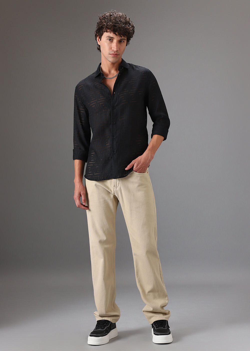 Noir Black Laser Cut Shirt
