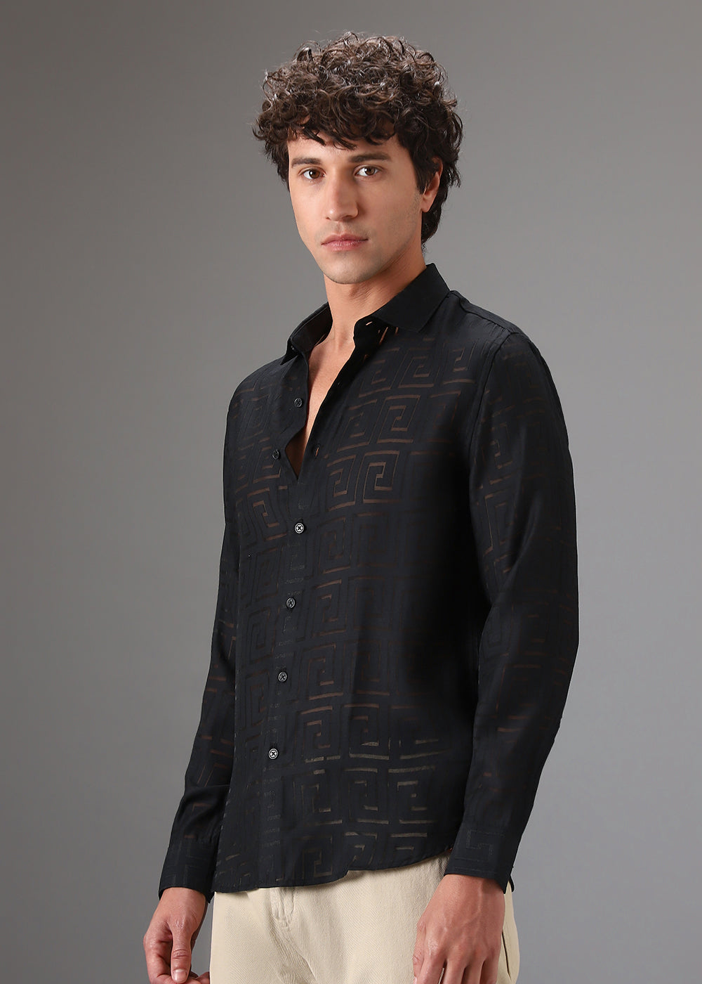 Noir Black Laser Cut Shirt