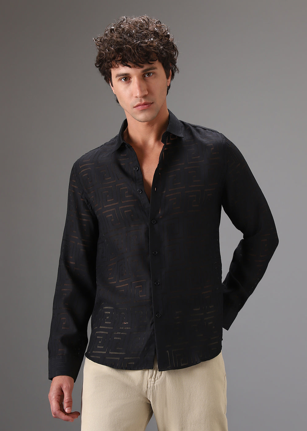 Noir Black Laser Cut Shirt