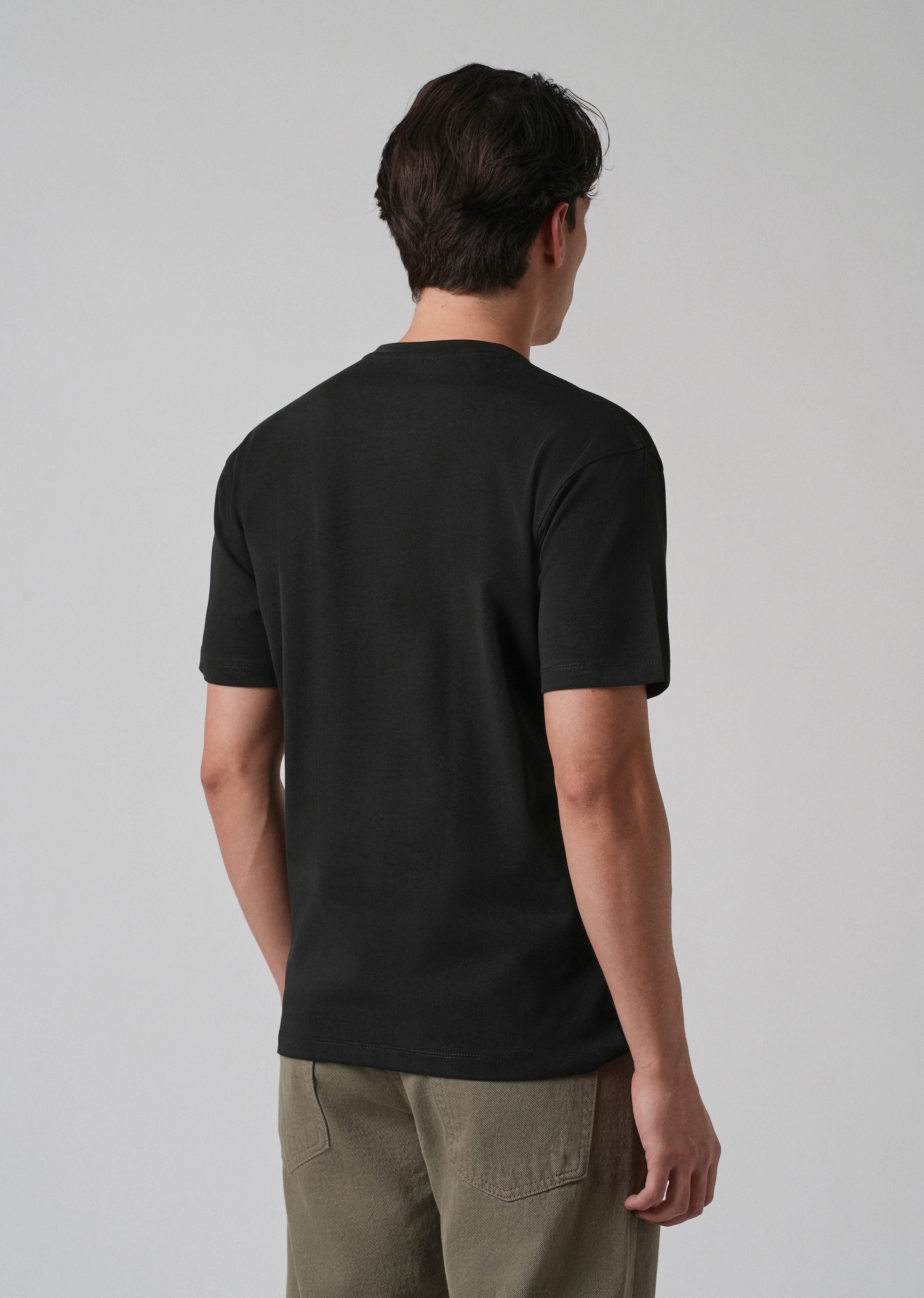 Noir Black Embossed Printed Slim Fit T-shirt